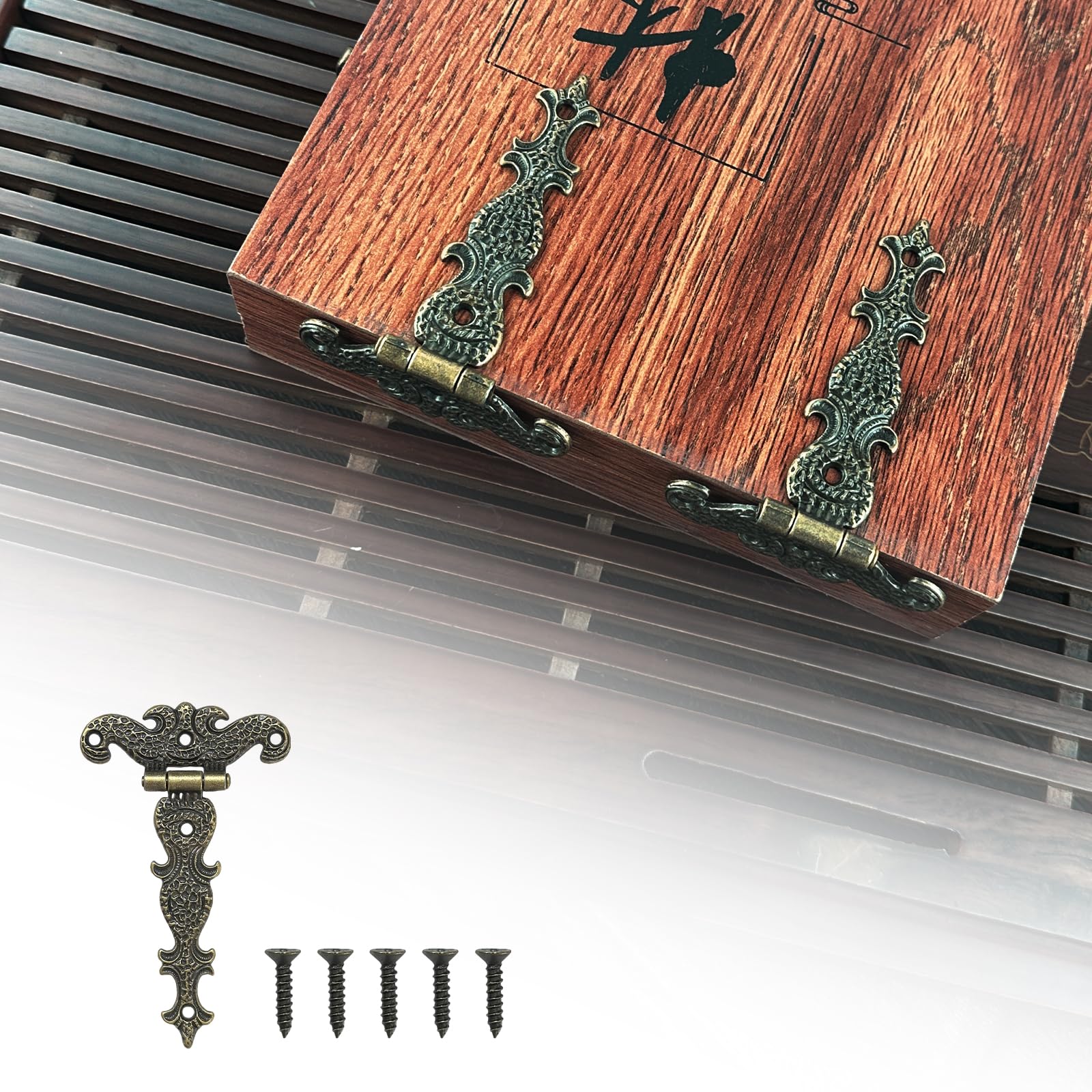 Set Di Cerniere E Ferramenta Angolare In Stile Gotico Antico – Bronzo, Per Scatole E Mobili In Legno