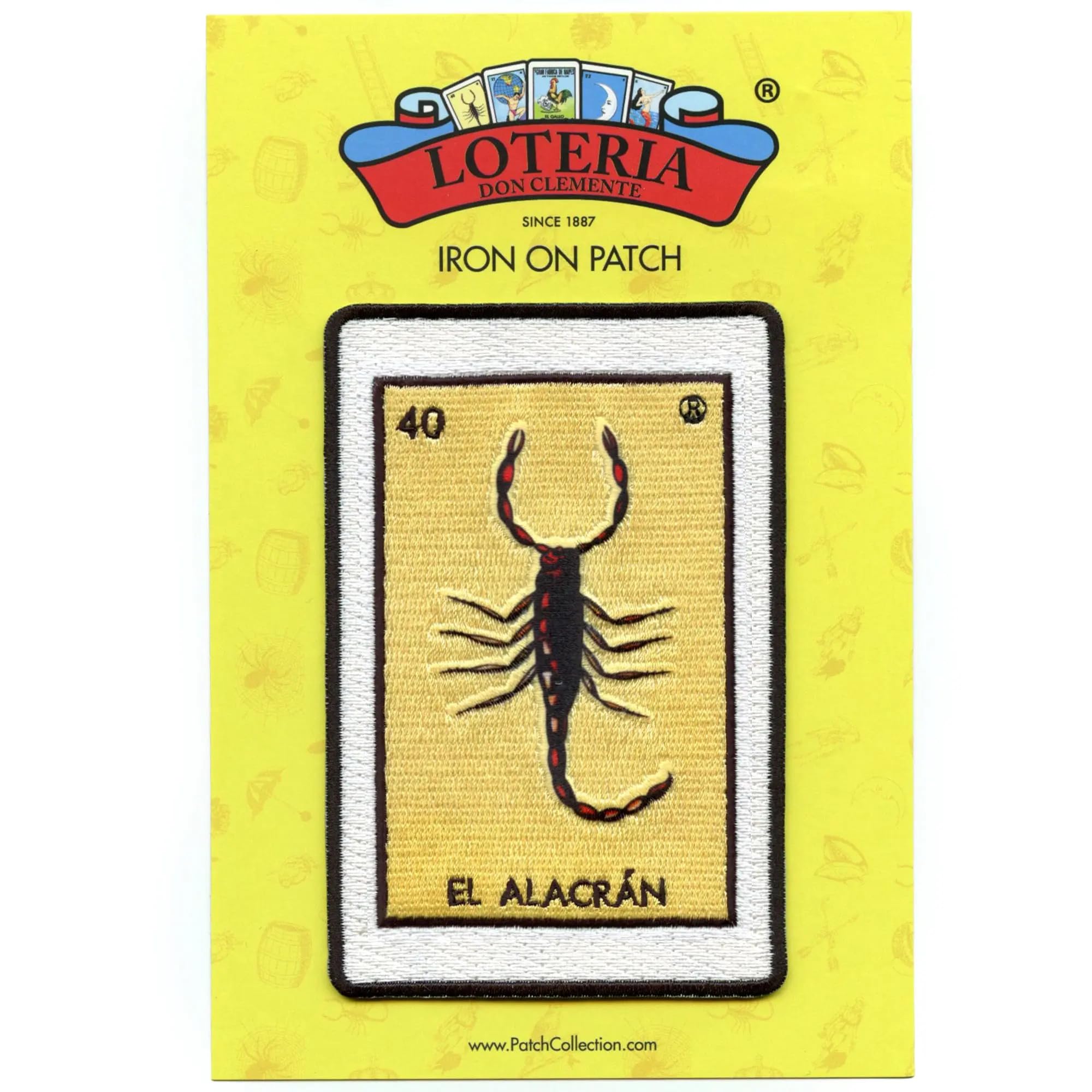 El Alacran 40 Patch Scorpion Mexican Loteria Card Sublimated Embroidery Iron On