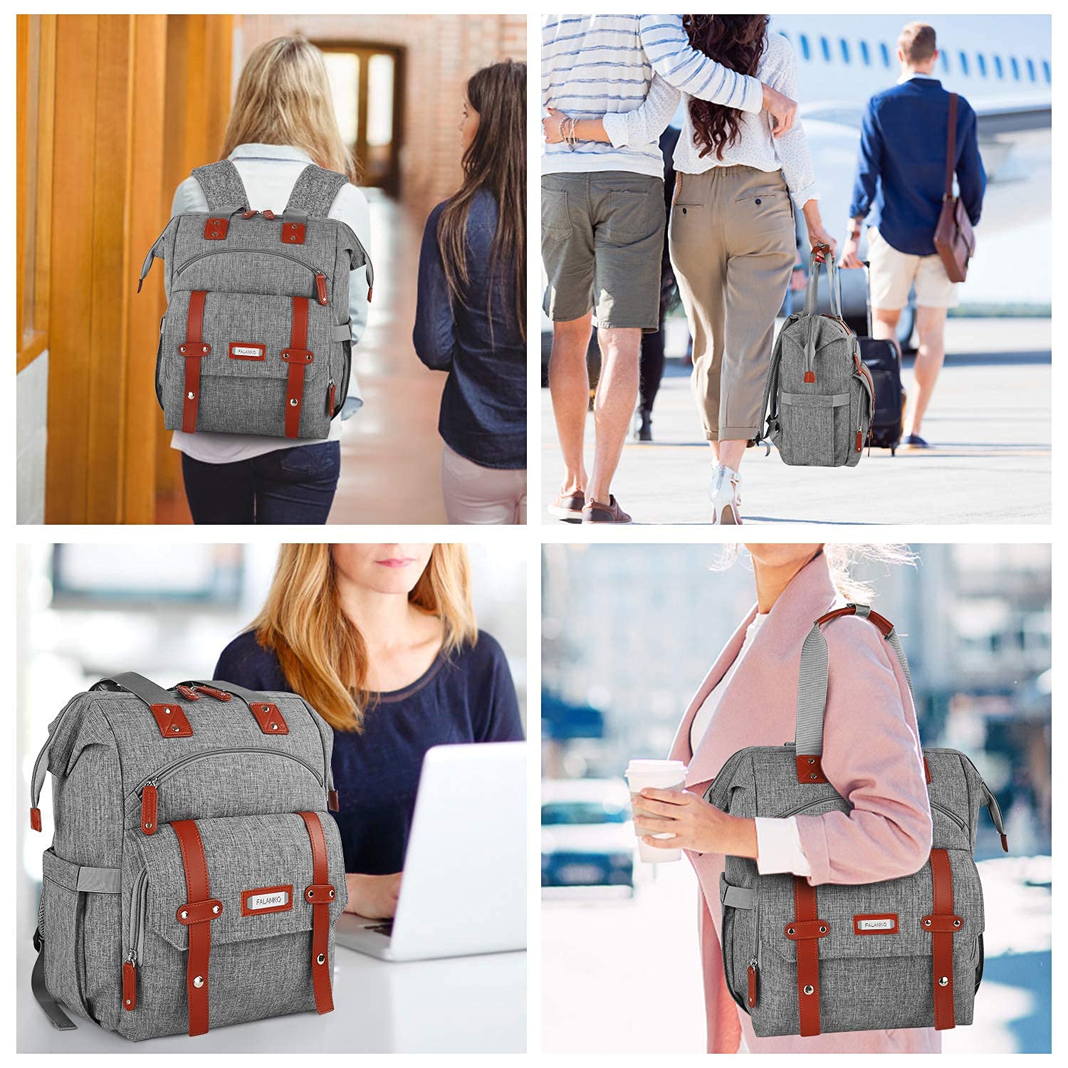FALANKO Backpack for Women,Wide Open Work Large Student Bookbag for 15.6 Inch Laptop,Doctor Teacher Nurse College School Travel Bag,Water Resistant Laptop Bookbag Computer Back Pack Pink — Amazon image 25