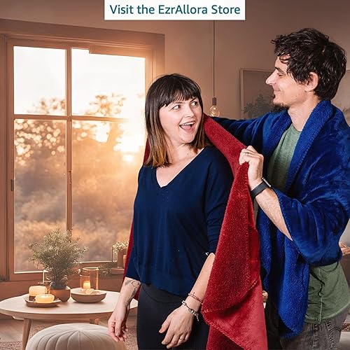 Miniatura 3 de Manta de doble capa premium para mujer, sin mangas, chal con bolsillos, manta envolvente, regalos para la abuela, Azul oscuro