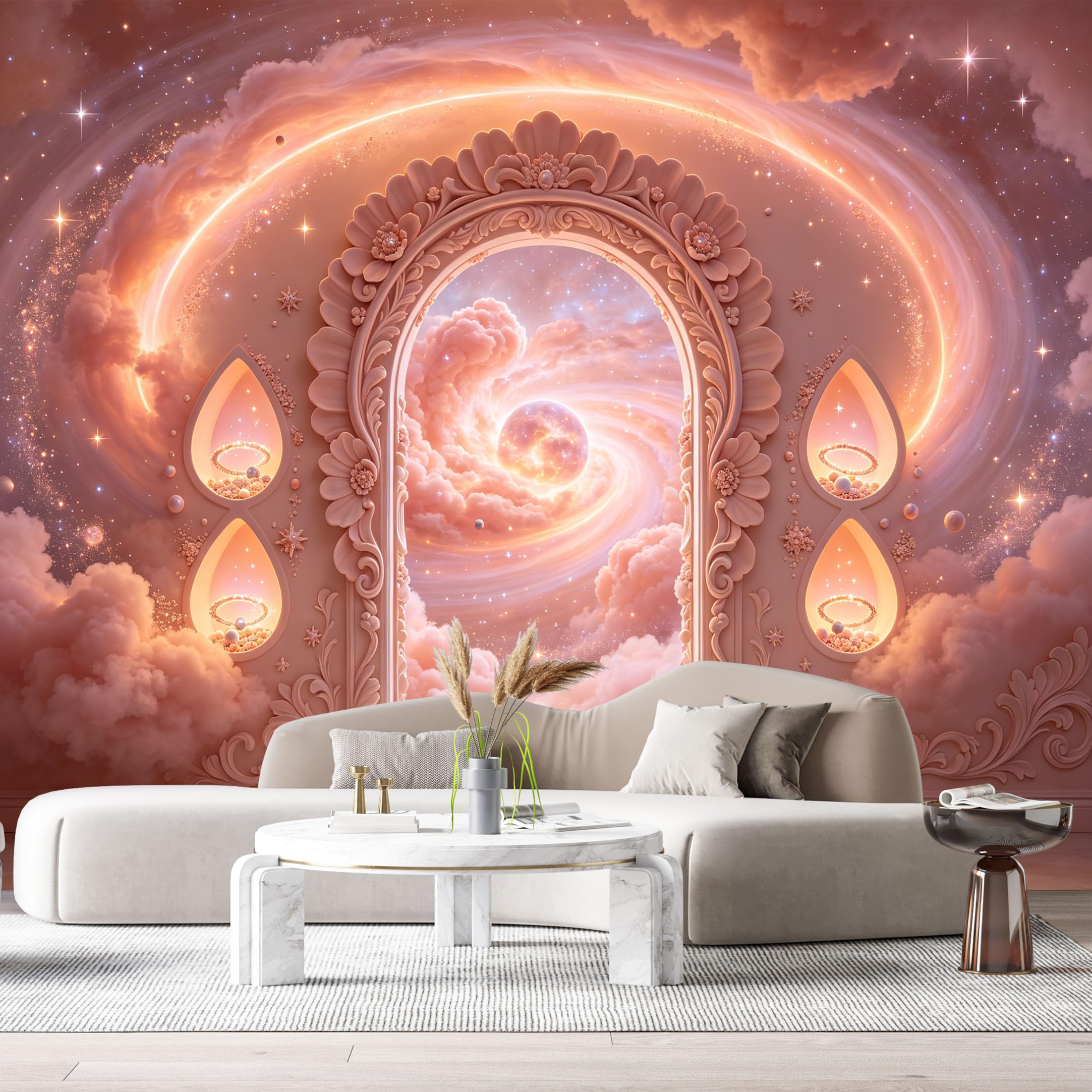 Custom Size Wall Murals Cosmic Archway Nebula Portal 3D Trompe L'Oeil SelfAdhesiveWall Fabric Removable Wallpaper Wall Decor for Living Room Bedroom Bathroom