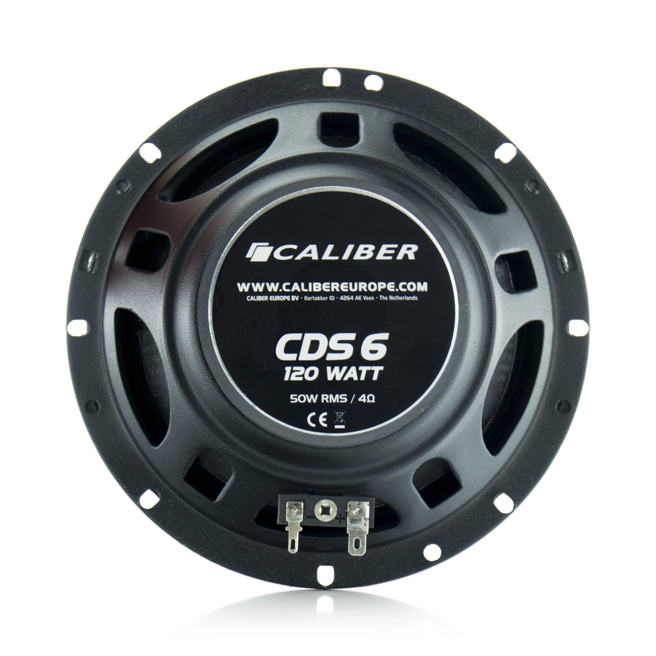 Caliber Haut Parleur Voiture - 2X Enceinte Voiture 120W - FM - SD - USB - AUX - 30 mm Mylar Dome Tweeters - Noir - 6,5 Pouces