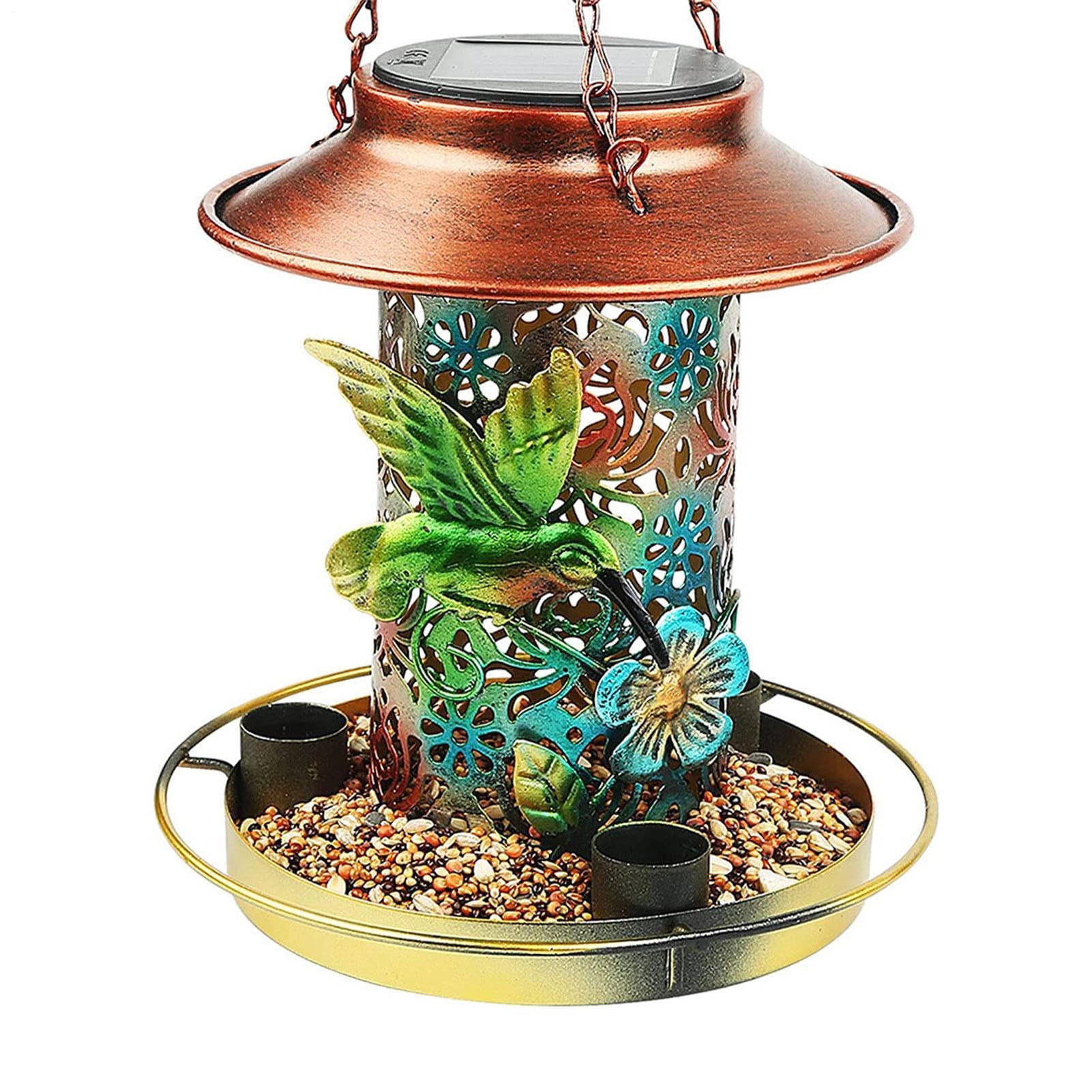 Lanterne de jardin et mangeoire solaire pour oiseaux sauvage