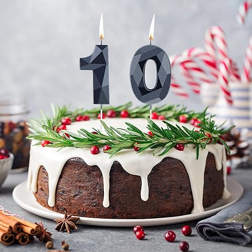 Miniatura 3 de Velas de cumpleaños número 10 en 3D con forma de diamante, número 10, velas de cumpleaños para decoración de cumpleaños, decoraciones familiares,