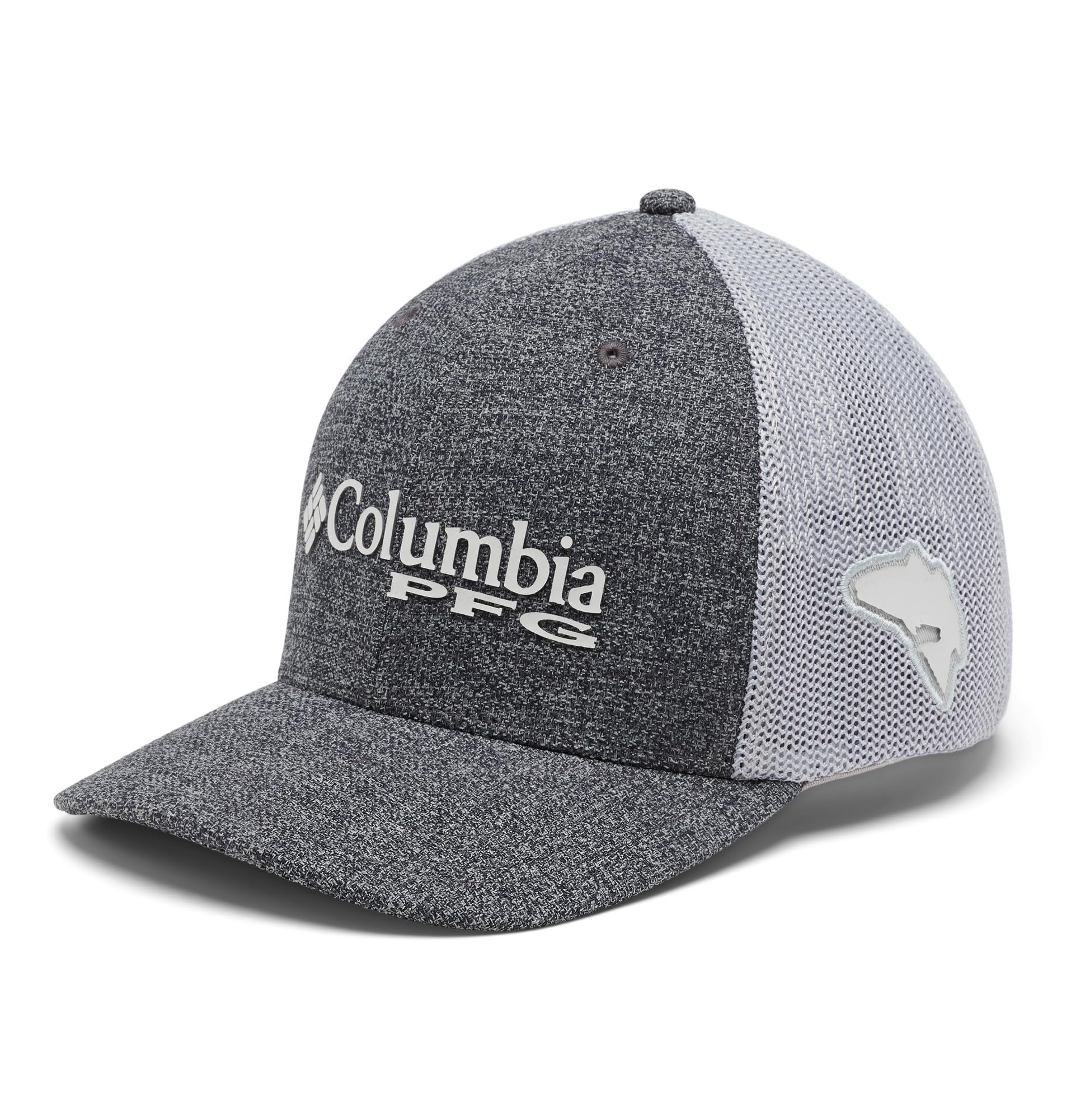 Columbia PFG Logo Mesh Ball Cap, Grill Heather/Cool Grey, XL