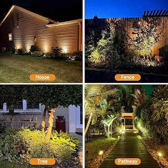 Christmas RGB and Warm White Spotlights with Timer, 10W RGBW LED Halloween Spot Lights Outdoor, IP65 Waterproof Landscape Spotlight for Yard Garden, 2 Lights