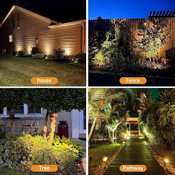 Christmas RGB and Warm White Spotlights with Timer, 10W RGBW LED Halloween Spot Lights Outdoor, IP65 Waterproof Landscape Spotlight for Yard Garden, 2 Lights