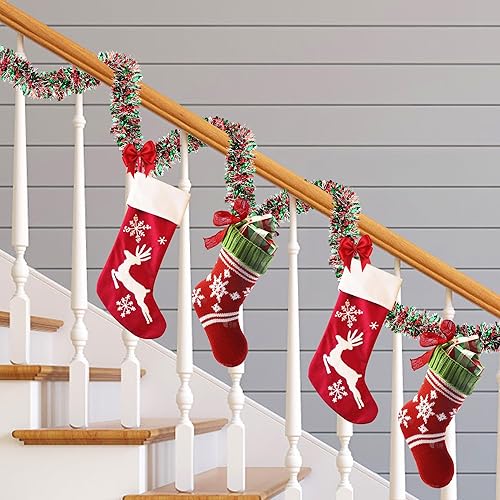 Miniatura 4 de Guirnalda de oropel de Navidad de 50 pies, decoraciones navideñas para decoración de árbol de Navidad, guirnaldas colgantes brillantes para árbol,