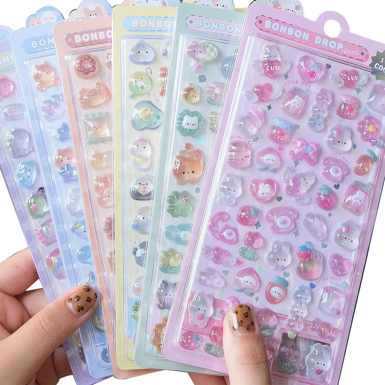 6 PCS Puffy Stickers,3D Stickers,Cute Animal Design Cartoon Mini Sticker,DIY Phone Case,Kawaii Sticker for Scrapbooks,Planners,Journals,Laptops Adorable Cartoon Mini-Sticker for Kid Adult