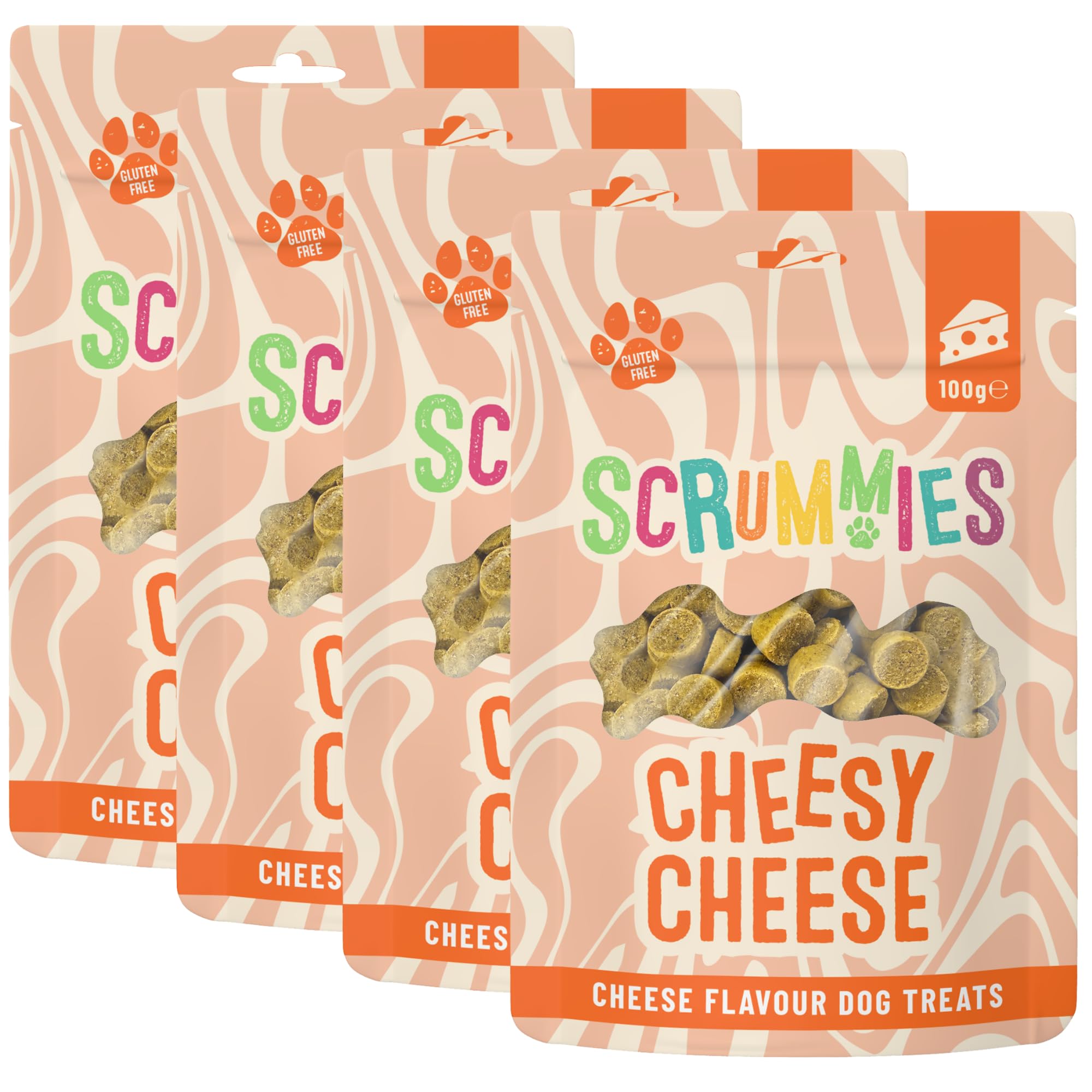 Scrummies Cheesy Cheese Dog Treats Oven Baked Bite Size Treats, Gluten Free, No Added Sugar, Low in Fat Healthy Cheese Flavour Treats for Dogs 12+ Weeks | 100g (Pack of 4) — image 1