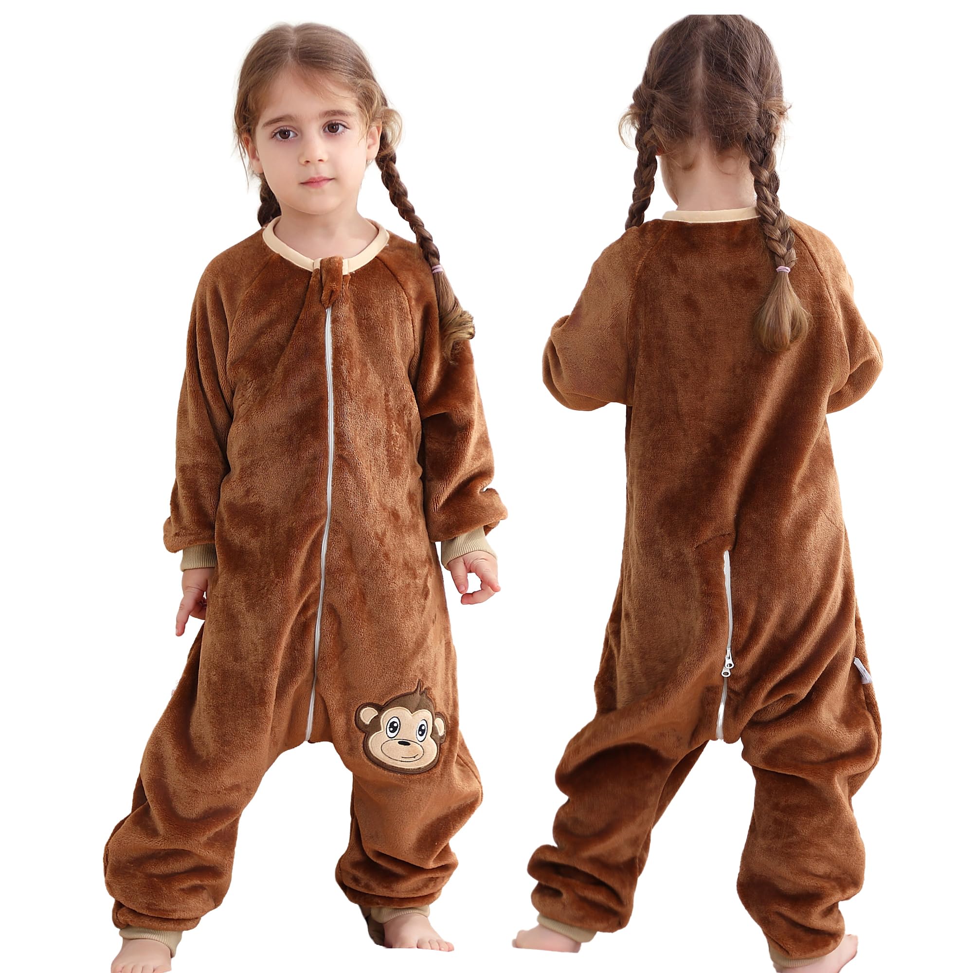 HAHASHOW Flannel Sleeping Bag with Legs for Baby 18-24 Months, Monkey — image 1