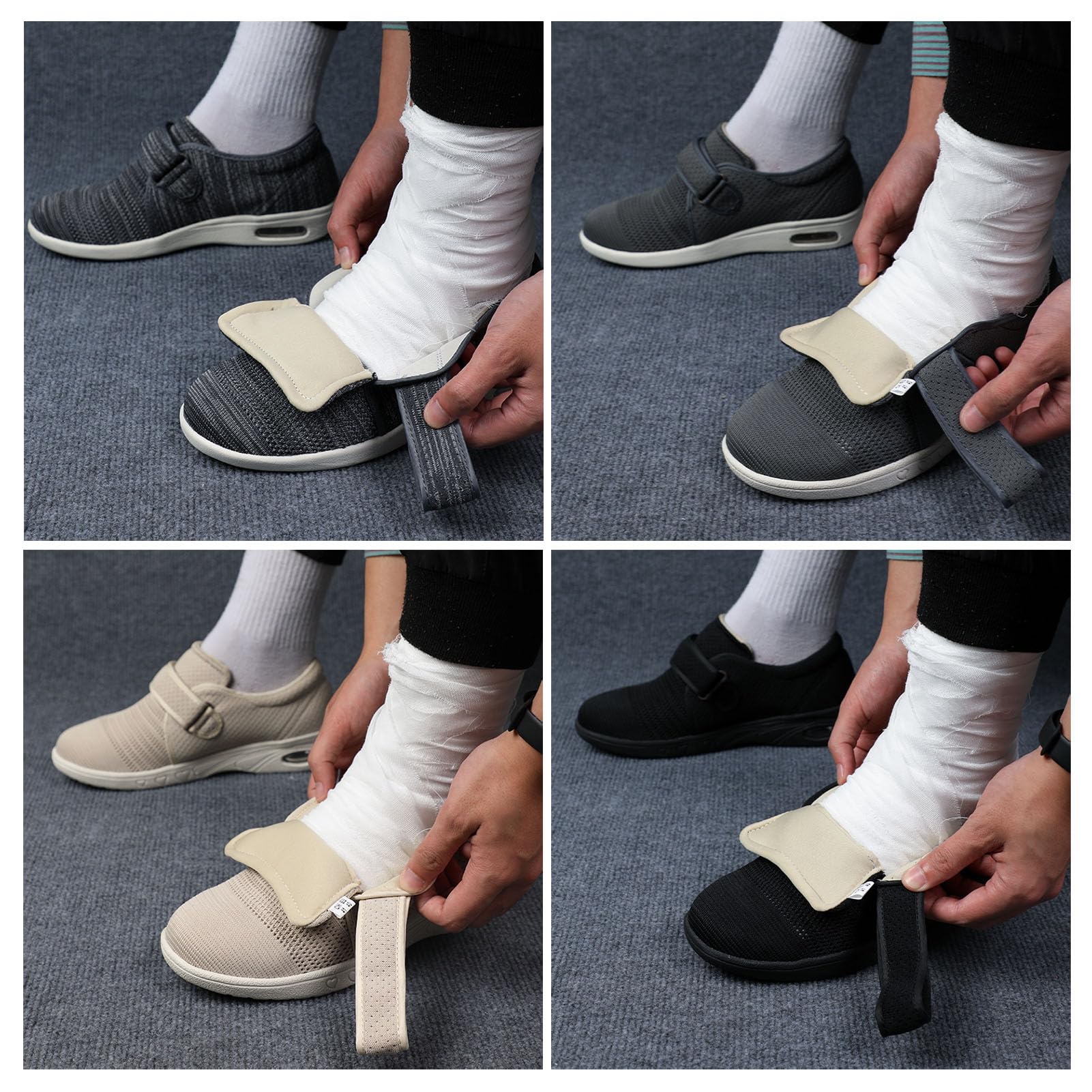 Scarpe da Passeggio Larghe per Diabetici Scarpe Ortopediche con Cinturini Regolabili per Piedi Gonfi Scarpe da Passeggio Casual Comode E Leggere in Memory Foam (A11192)