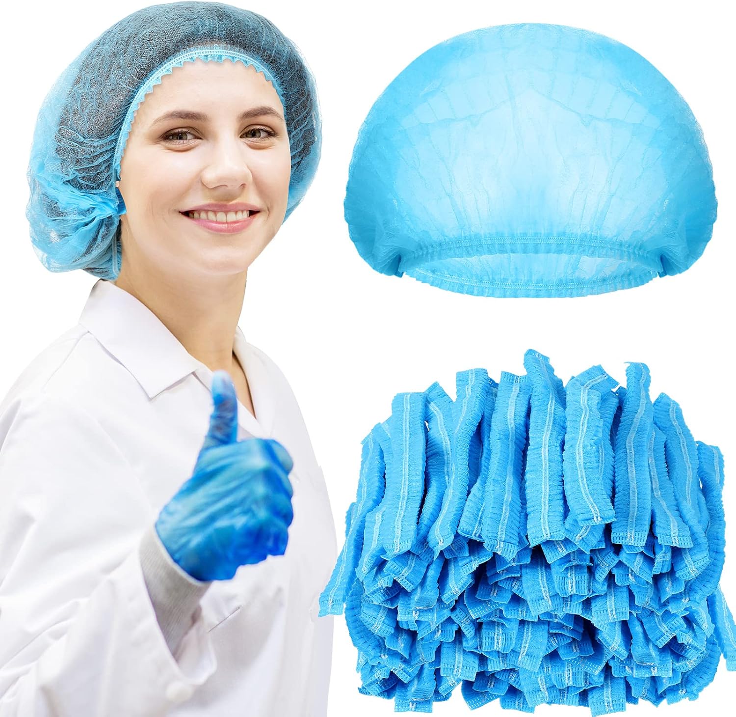 Yahenda 500 Pcs Disposable Bouffant Caps Bulk 21 Inches Disposable Caps for Hair