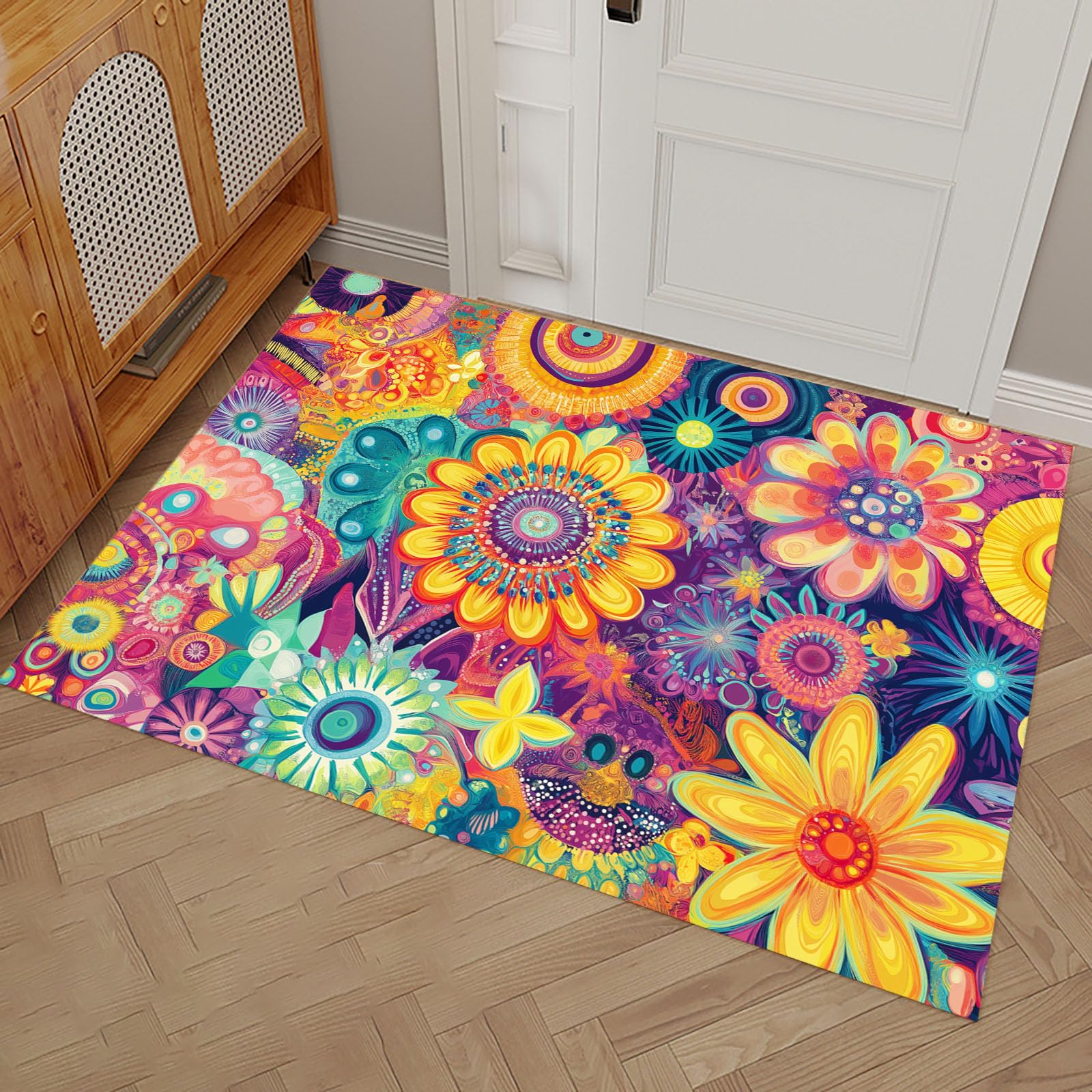 Tapis de porte intérieur géométrique lavable pour une maison propre et colorée