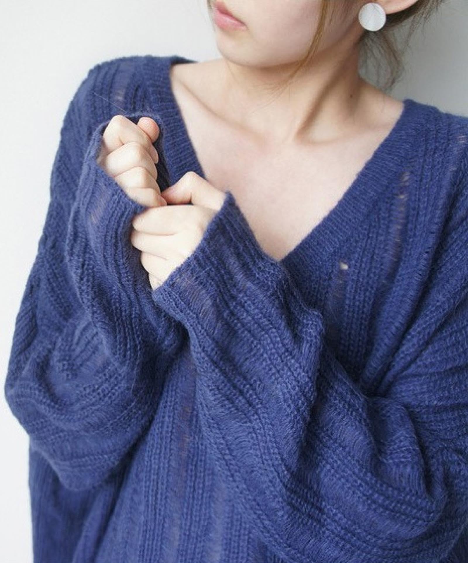 Generico Cover-ups Dzianinowy sweter damski Moher z dekoltem w serek Elegancki miękki miękki miękki sweter z dzianiny Top kryjący top.