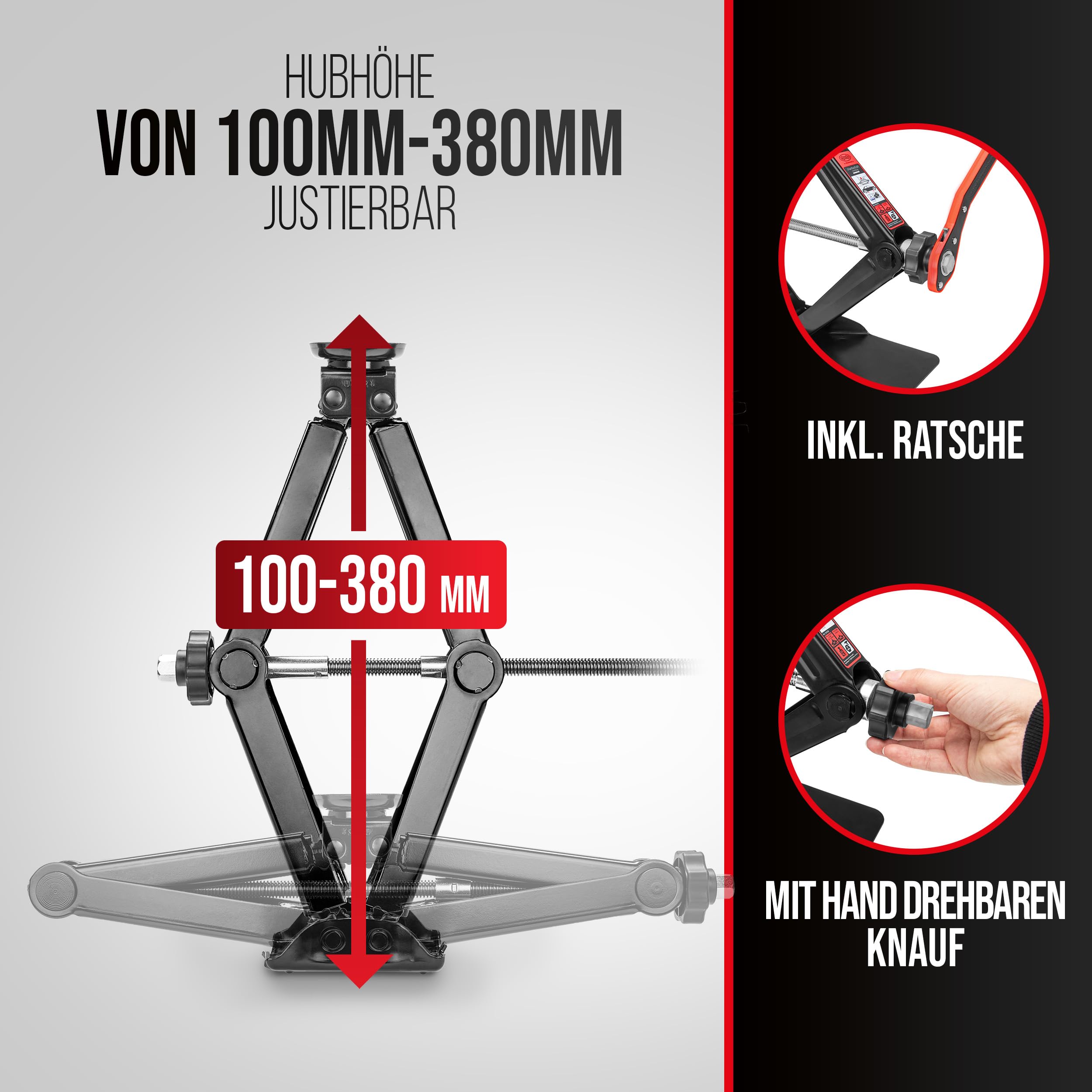 HEYNER® OEM Wagenheber Erstausrüsterqualität Scherenwagenheber Mercedes Vito/Viano/Metris/V-Klasse bis 1580 kg
