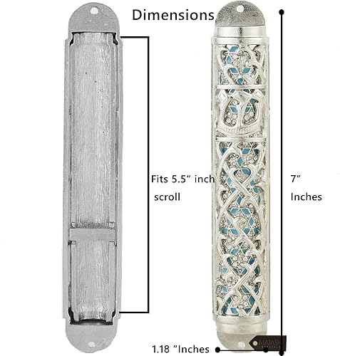 Miniatura 4 de Matashi Esmalte pintado a mano de 7 pulgadas Mezuzah adornado con espinilla hebrea y cristales decoración de pared para puerta del hogar, decoración