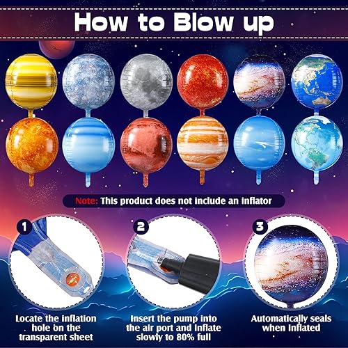 Miniatura 4 de 12 globos espaciales de 22 pulgadas, globos grandes de planeta de galaxia 4D, globo de mapa del mundo, globos inflables de la Tierra, espacio