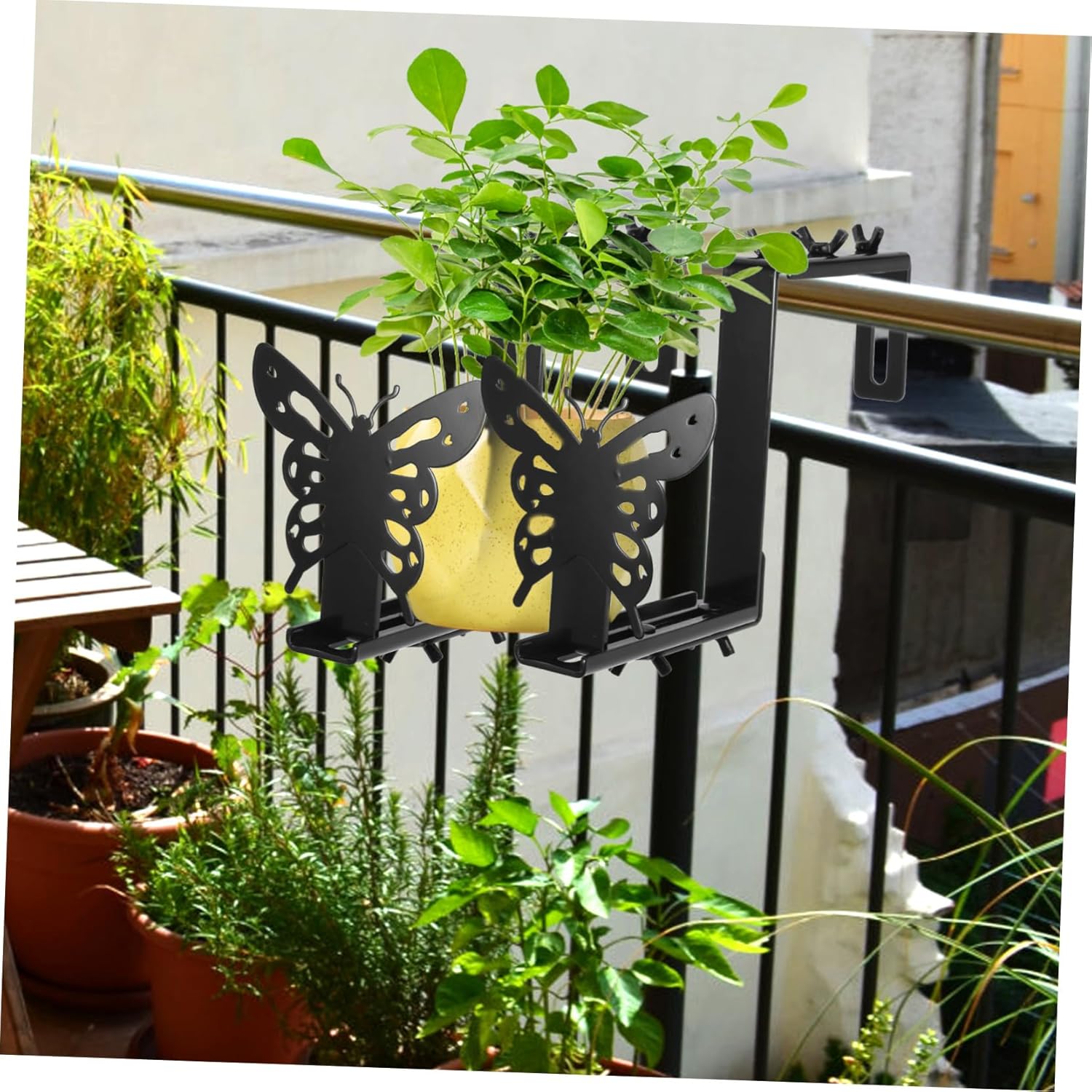 BESPORTBLE 2pcs Patio Rail Planter Planter Hook Plant Hanger for Outdoor Strong Capacity Hanging Flowerpot Rack