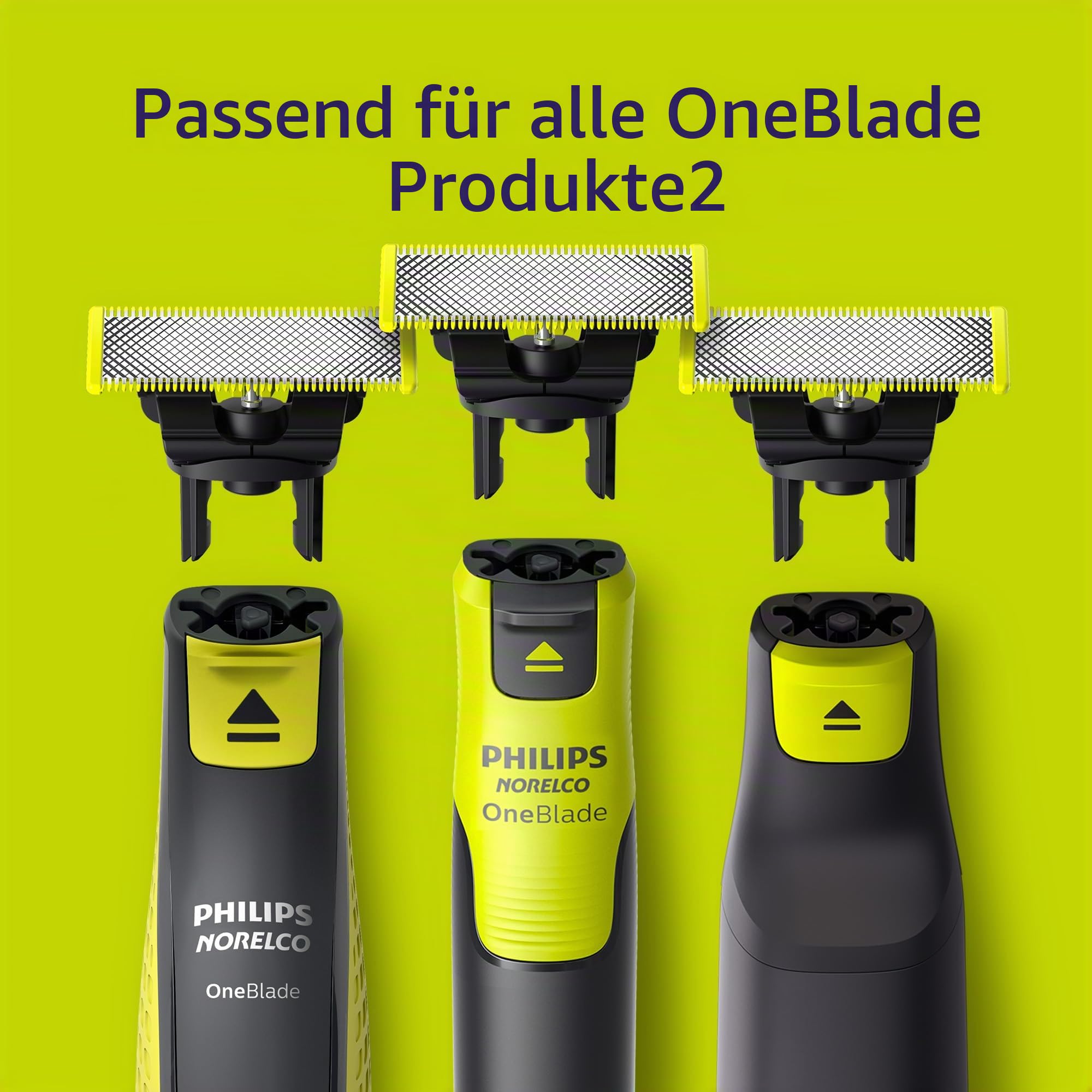 Philips Norelco OneBlade 360 Klingen, echte Ersatzklingen für OneBlade Elektrorasierer und Trimmer, 4 Stück, QP440/80
