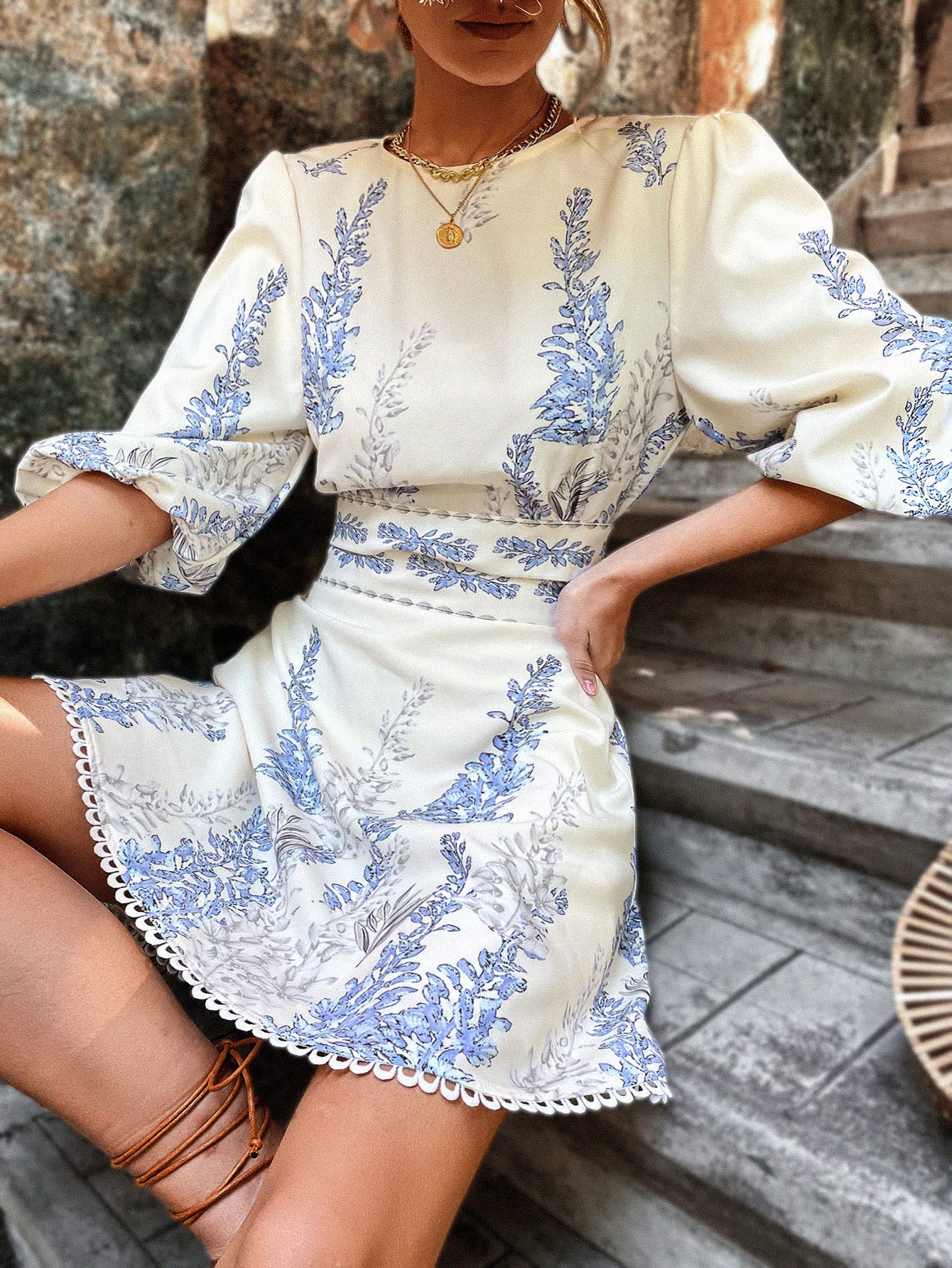 white christmas dresses Lime Green Blue Print Halter Cut Out Tie Up Back Maxi Dress Large main image 0