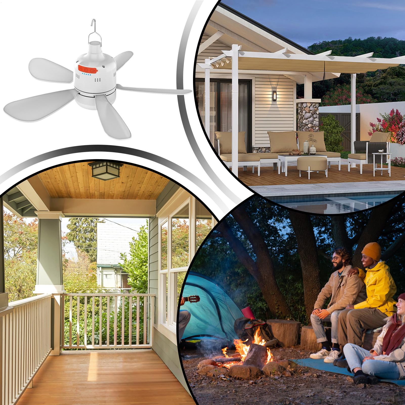 USB Zeltventilator Mit Licht & Fernbedienung - Tragbar, 7200 MAh, 3 Stufen, Für Camping & Zuhause