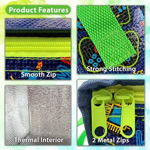 Miniatura 4 de Bolsa de almuerzo aislada de moda para niños, lonchera plegable y reutilizable para niñas o niños, lonchera para la escuela, la playa o viajes,