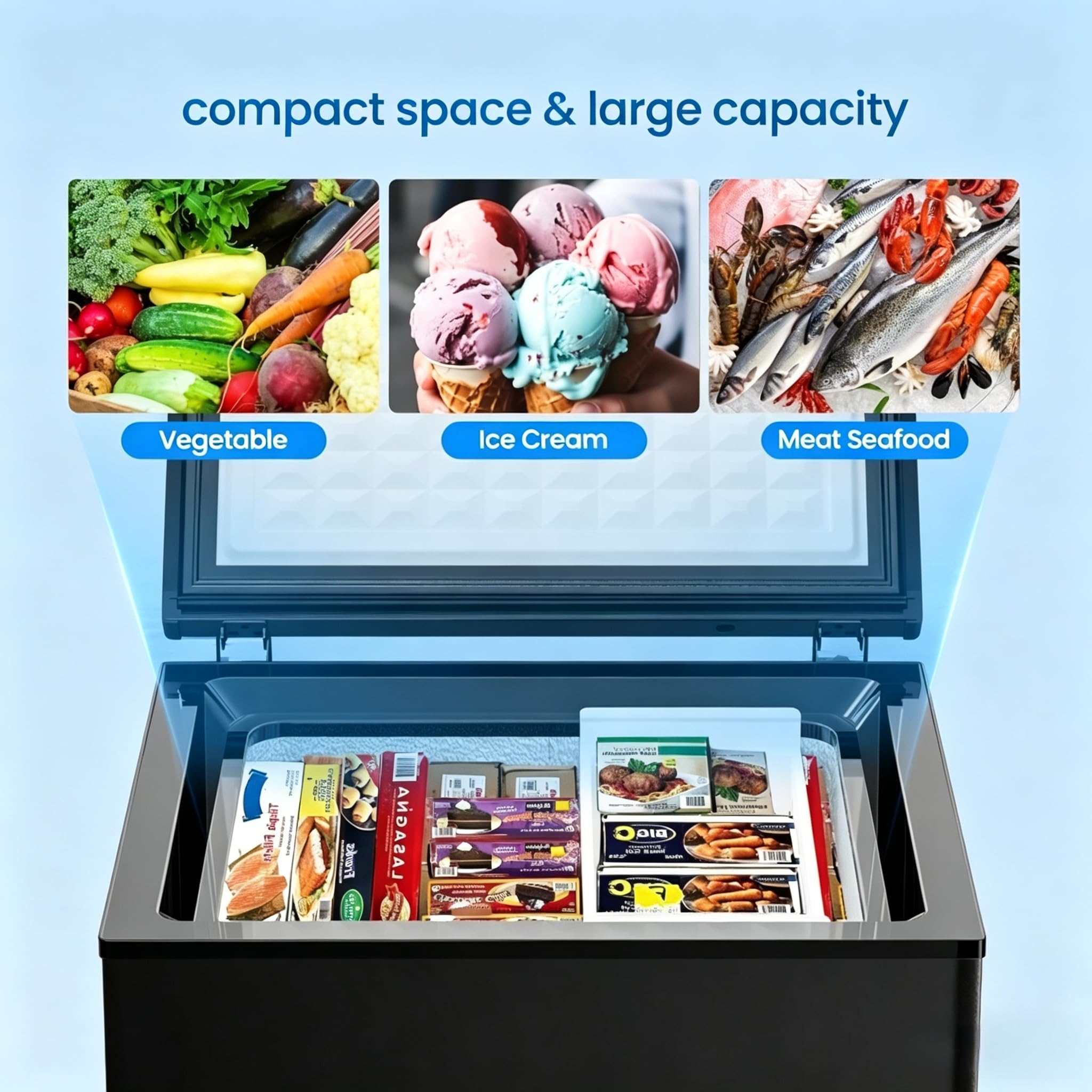 Casanta 2.54 Cu.Ft Compact Chest Freezer, Frozen Black Deep Freezer with Convertible Refrigerator/Freezer Modes, Small Freestanding Ice Box with Removable Basket for Office, Home, Garage, Dorm on Fridge.com