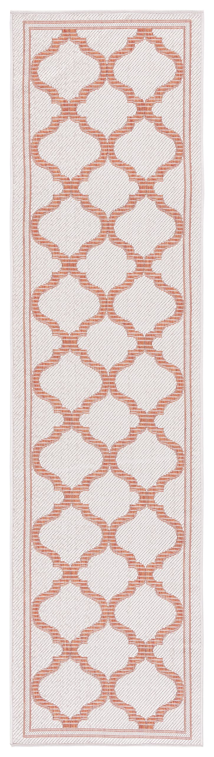 SAFAVIEH Washable Rug Outdoor Bermuda Collection - 2' x 8' Runner, Ivory & Rust, Non-Shedding & Easy to Clean, Ideal for Patio, Backyard, Mudroom (