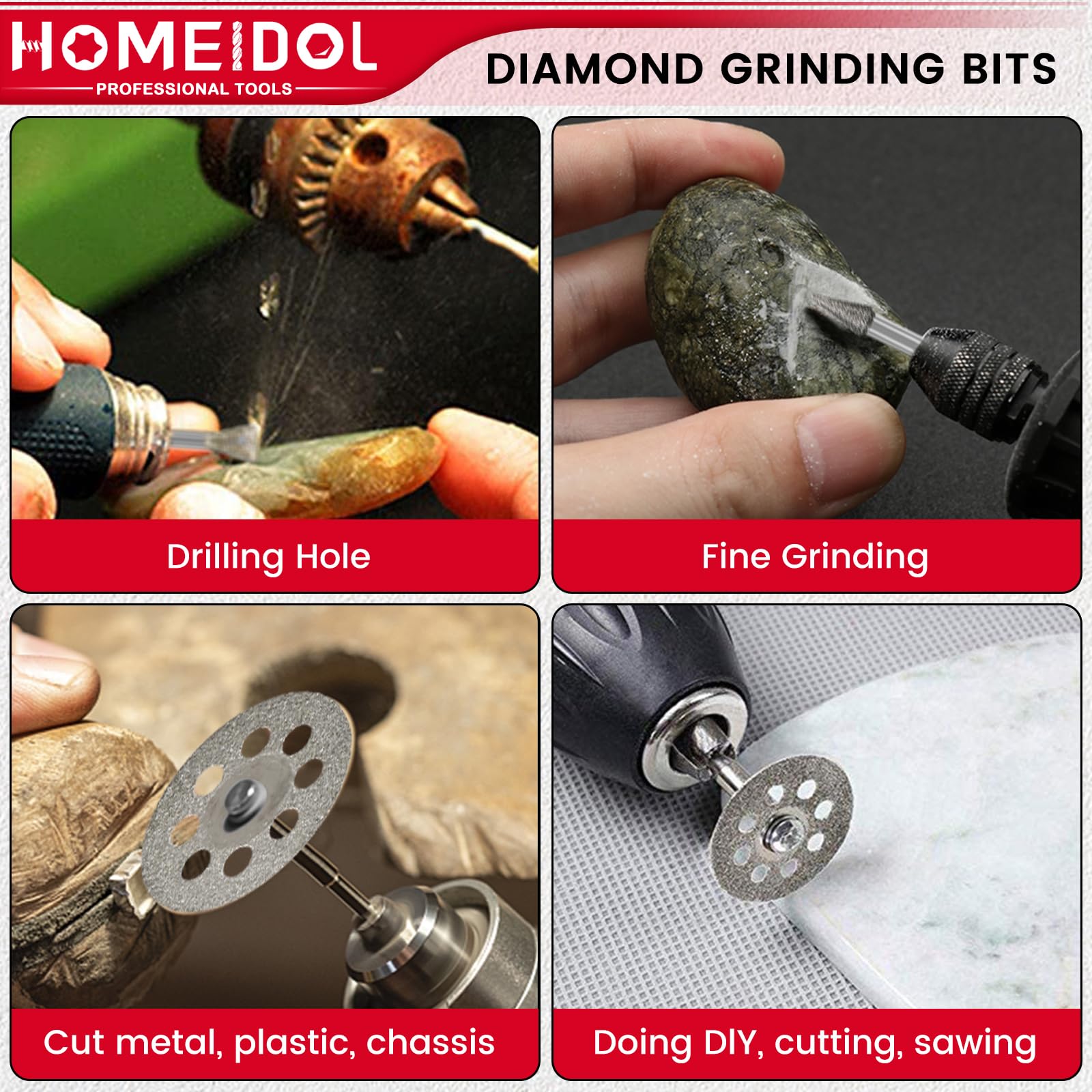 32Pcs 60Grit Diamond Burr Bits for Dremel Bits 1/8" Shank Cutting Wheel — Amazon image 5