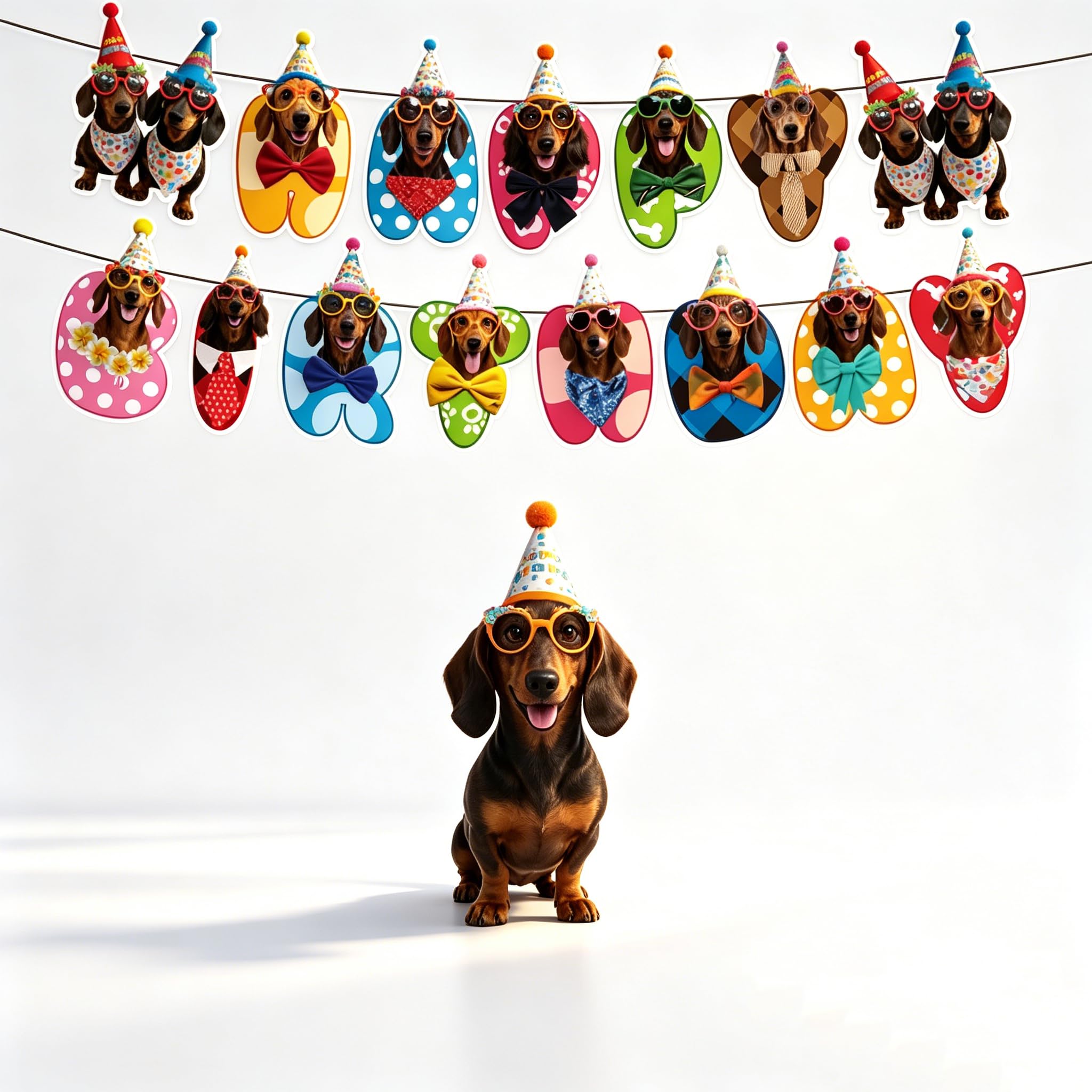 Dachshund Birthday Banner 2 Pack, Fun Puppy Decor for Indoor & Outdoor