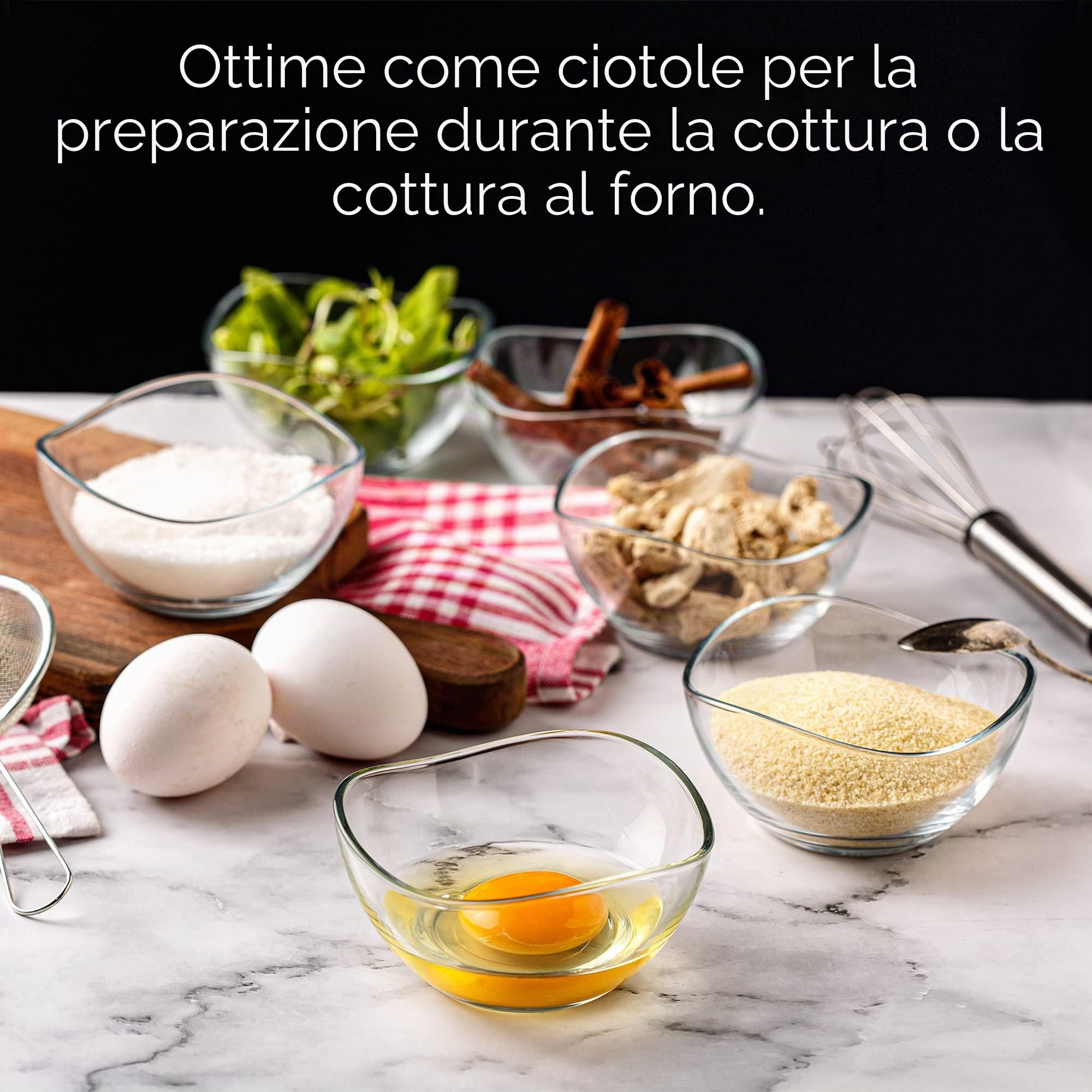 CRYSTALIA Set 6 Ciotole in Vetro per Dessert, 215ml 100% Senza Piombo, Bicchieri per Gelato, Tazza da Immersione, Snack Salse Caramelle