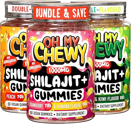 Miniatura 1 de Gomitas puras de Shilajit del Himalaya  Extracto de shilajit reisin 100% auténtico para hombres y mujeres con Ashwagandha y Shatavari  60 gomitas