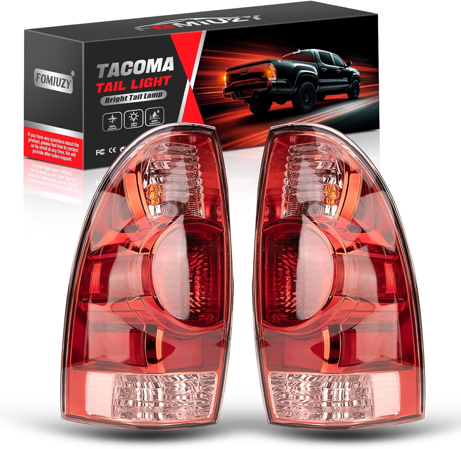 Tail Light Assembly Fit Toyota Tacoma 2005 2006 2007 2008 2009 2010 2011 2012 2013 2014 2015 Rear Black LED Taillight Back Up Lamp Lens Cover Left Driver Right Passenger 8155004150 8156004150