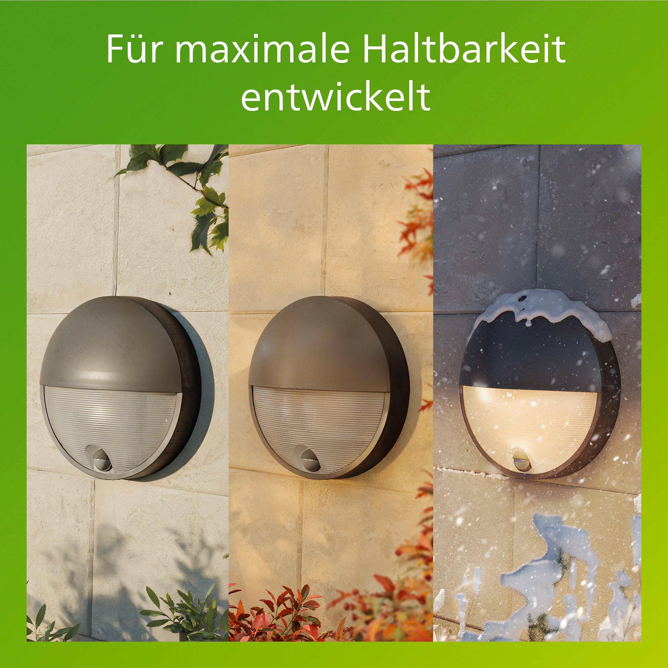 PHILIPS Capricorn Außenwandleuchte, ultra-effizient, 800 lm, 2700 K, PowerShield, IP44 wetterfest, langlebig, Aluminium, Bewegungsmelder, integrierte LED, Anthrazitgrau