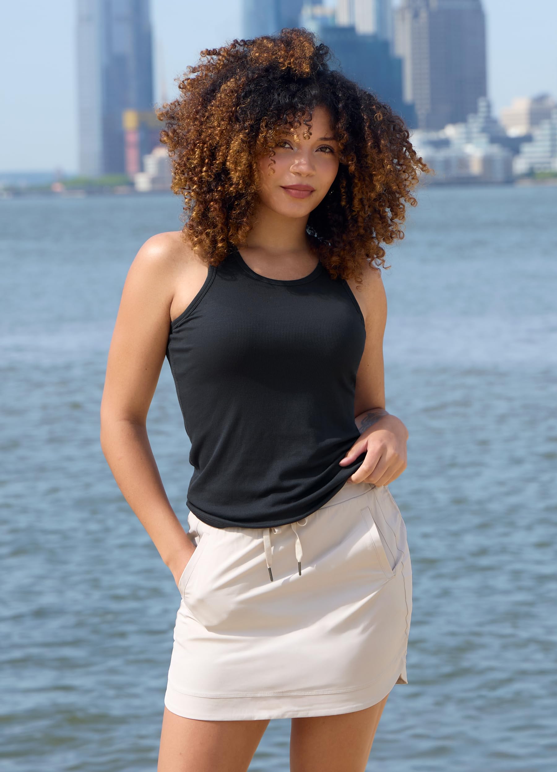 RBX Active Fashion - Falda pantalón para mujer, de secado rápido, con forro interior, pantalones cortos para senderismo, tenis, golf, pickleball