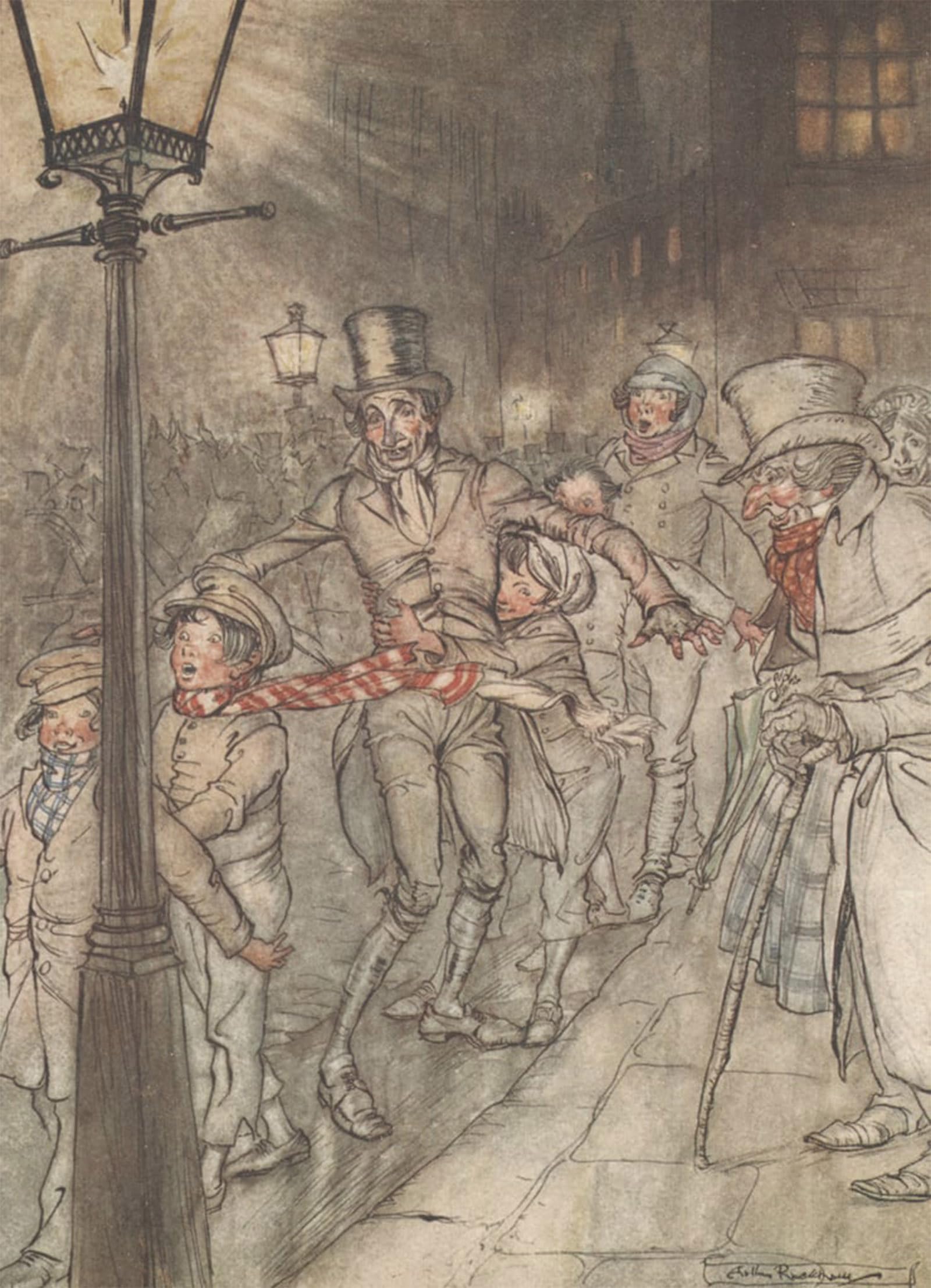 Artxlxxbn No Frame Famous Painting Canvas Artwork Graffiti Print Down A Slide At Cornhill By Arthur Rackham Portrait Canvas Image For Home Decor 60X90cm