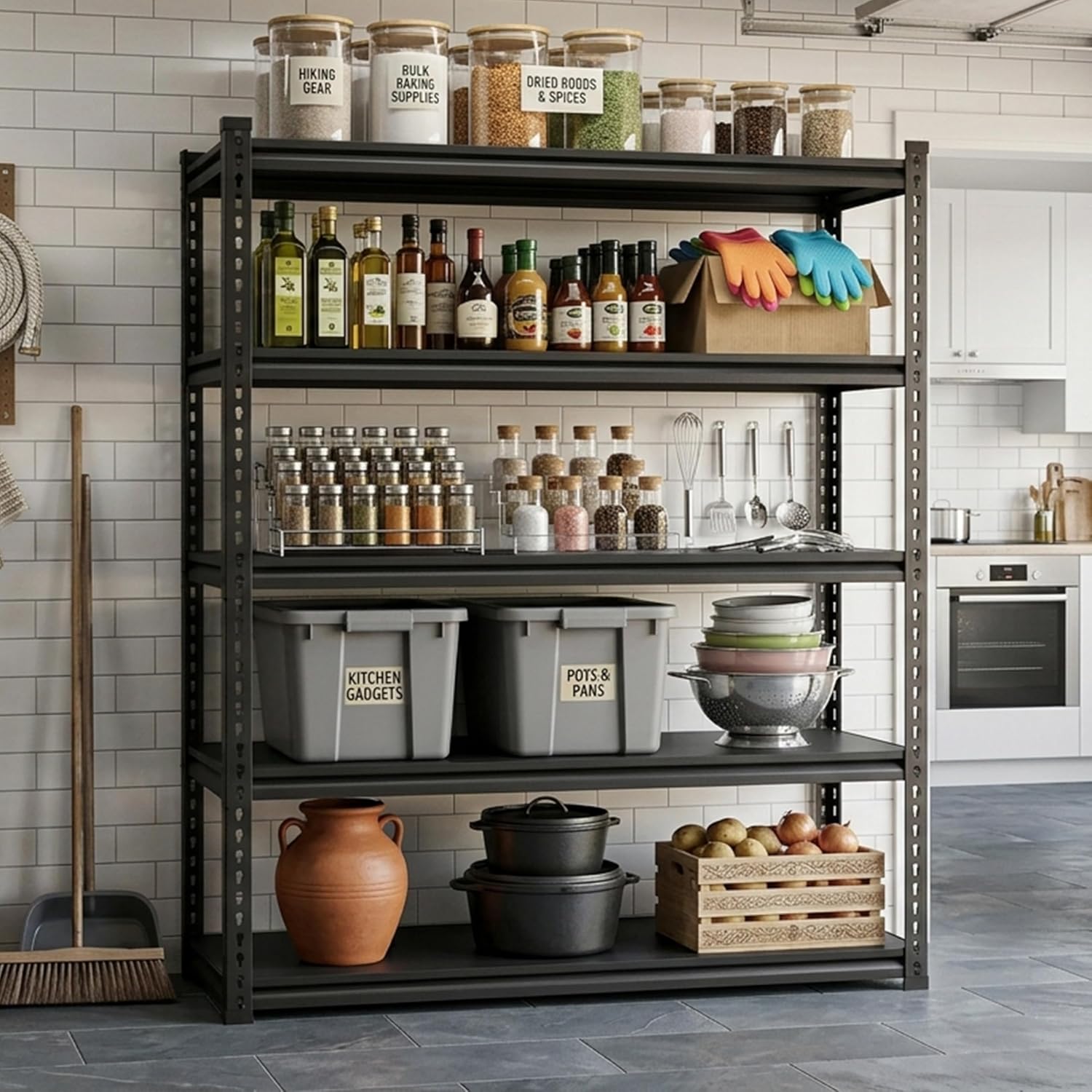 Heavy Duty Garage Shelving - 5 Tier Metal Storage Shelves 3000 lbs Capacity, Adjustable Industrial Shelving Unit, 3000 lbs Capacity Storage Rack for Basement, Pantry, Warehouse (48“W*24”D*72" H)