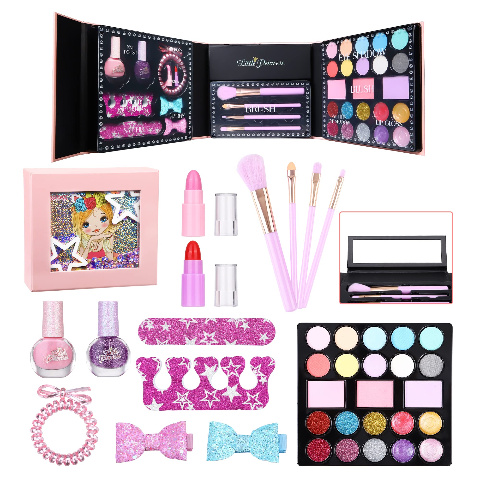 OxsayteeKids Makeup Kit for Girl,Children's Cosmetic Set for Princess Dress Up Makeup Set Toys, Safe & Non-Toxic Girl Makeup Set, Pretend Play Makeup Set, Christmas Halloween & Birthday Gift (Pink)