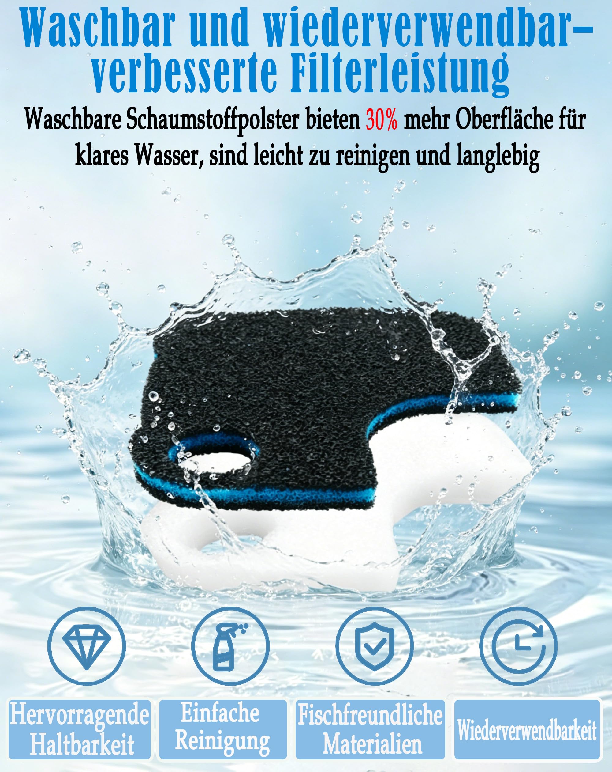 Lot de 22 supports filtrants compatibles avec OASE 94689 BioMaster² Thermo 250/350/600 Filtre extérieur pour aquariums d'eau douce et d'eau de mer