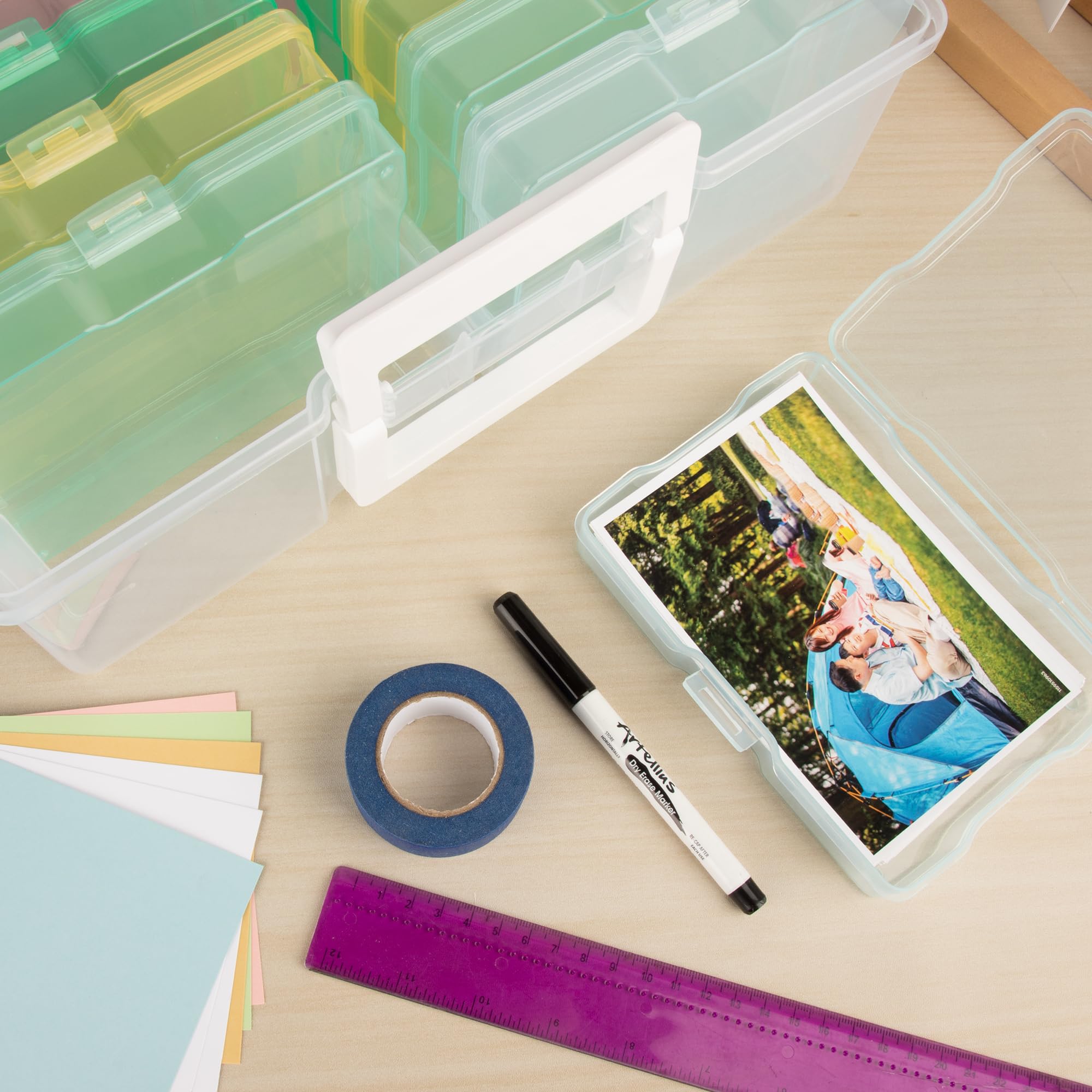 CraftGenes Photo Storage Box - 16 Inner 4x6 Picture Cases With Handle For Photos, Crafts, Seeds & Supplies