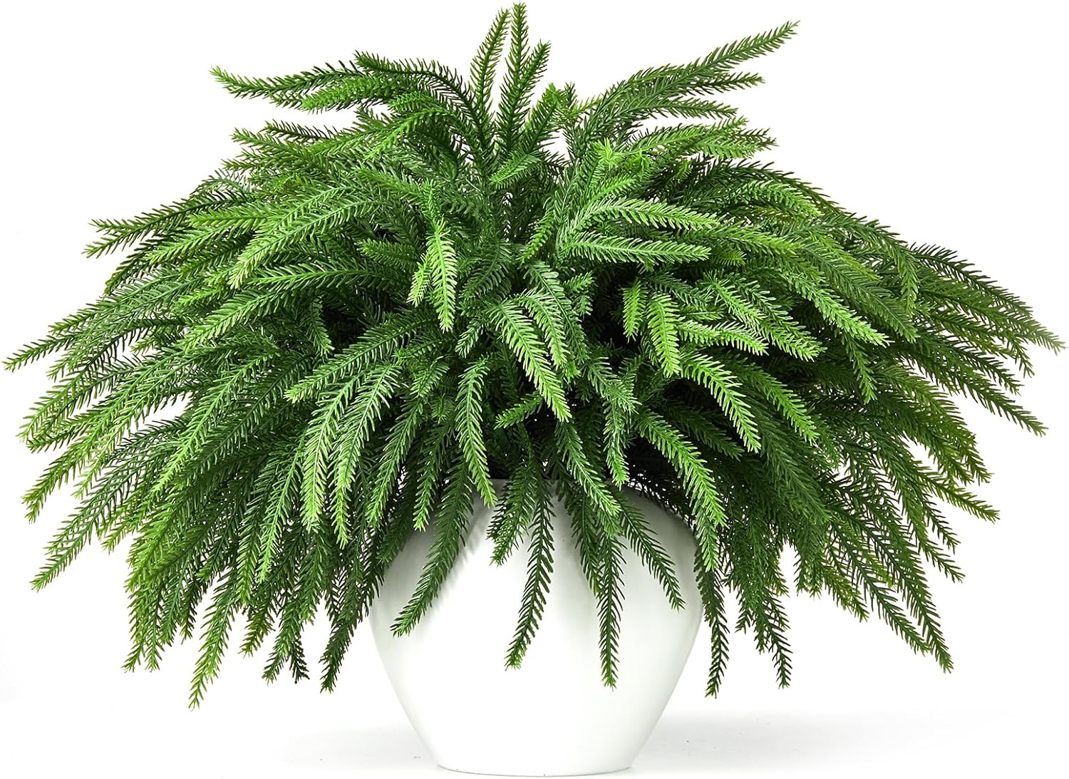 16 Pcs Norfolk Pine Stems, 19″ Long Artificial Christmas Norfolk Pine Branches, Real Touch Christmas Greenery Stems for Vases, DIY Garland, Xmas Indoor Home Decorations