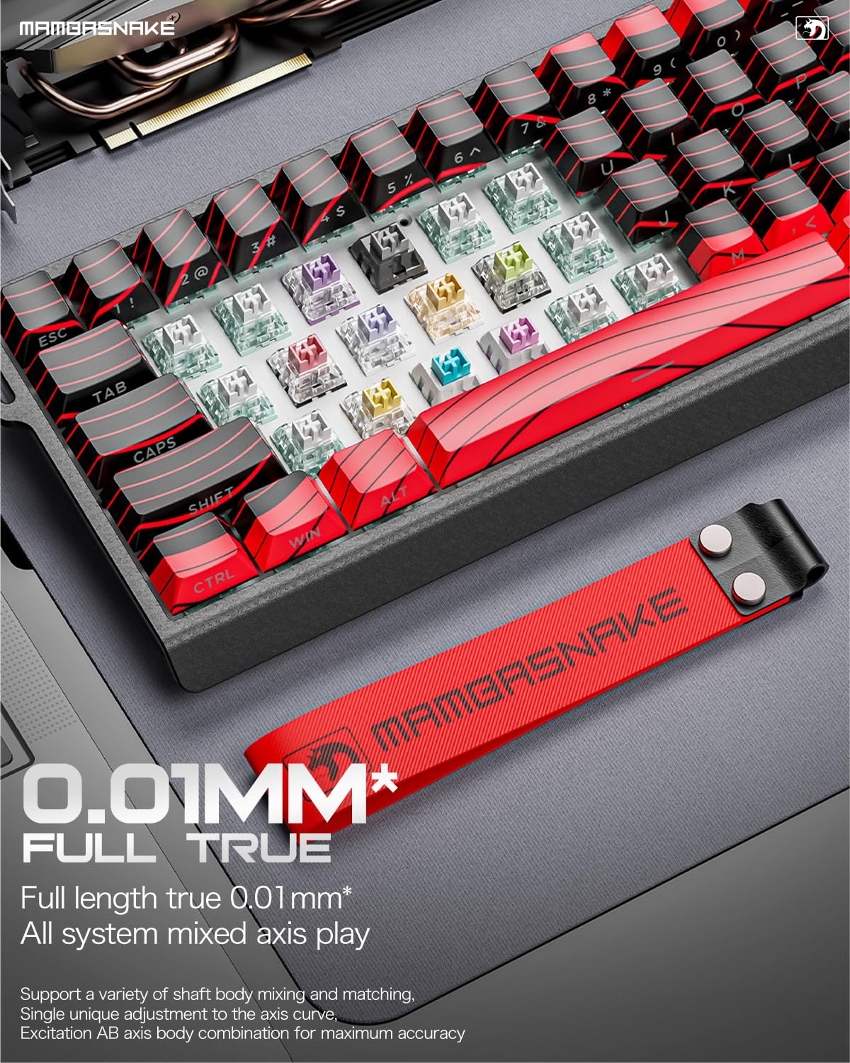 MAMBASNAKE X60 HE Rapid Trigger Magnetic Keyboard, 0.01mm RT Accuracy Gaming Keyboard, Magnetic Switch, Tri-Mode, 0.125ms Latency, 8K Polling Rate, 4000mAh, for Gamer - White