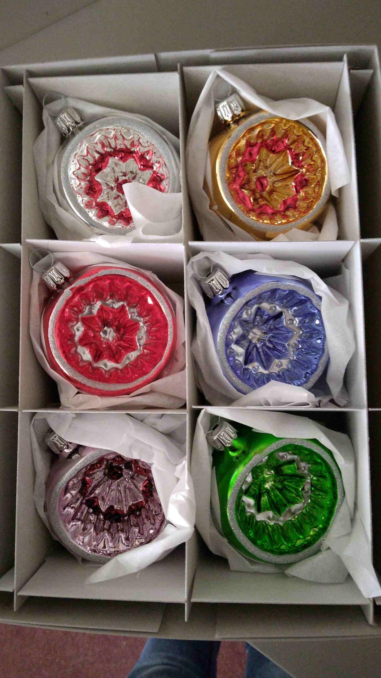Nostalgische Reflexkugeln 6er Set - Christbaumkugel aus Glas - Weihnachten