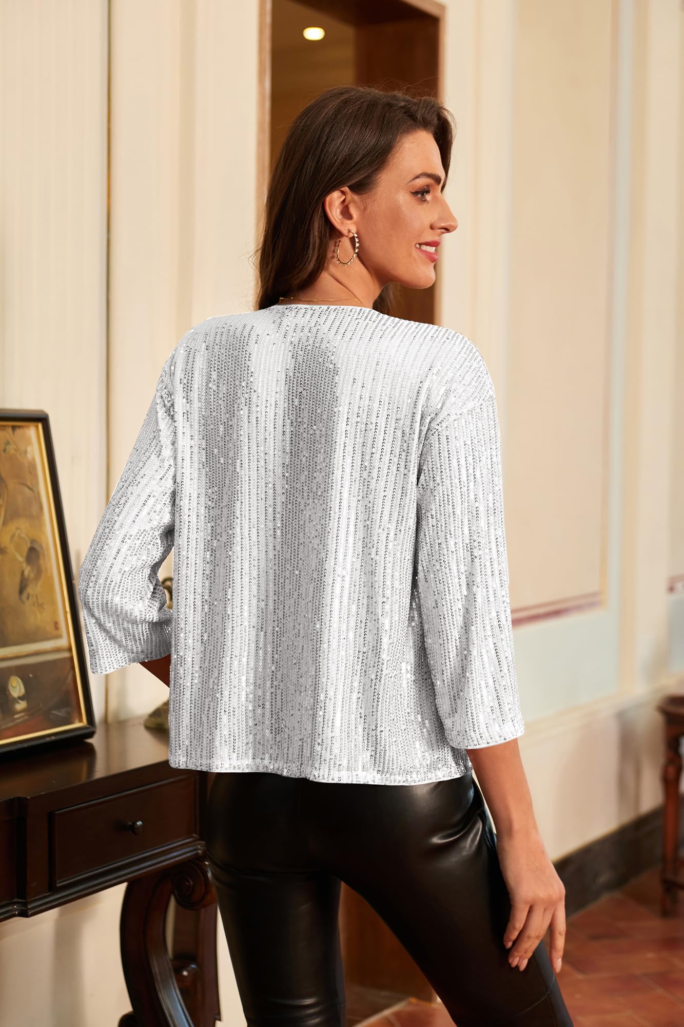 GRACE KARIN Giacca da Donna Leggera ed Elegante Manica 3/4 Aperta Scollo a V Classico