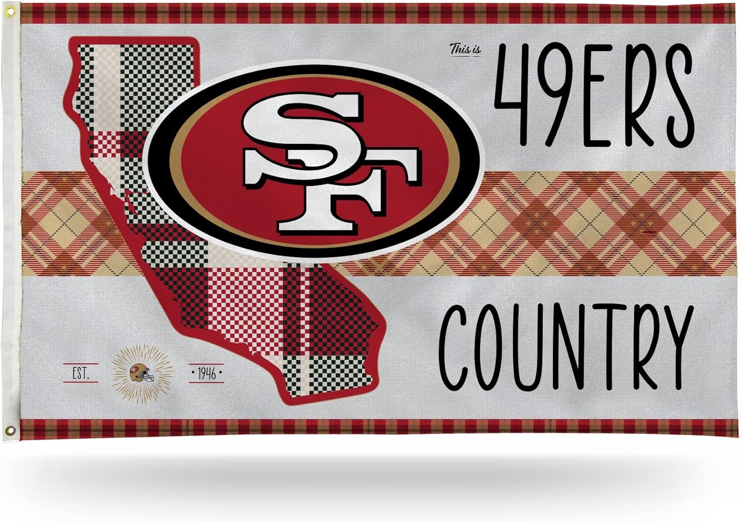 Rico Industries NFL Football San Francisco 49ers This is 49ers Country 3' x 5' Banner Flag Single Sided - Indoor or Outdoor - Home Décor
