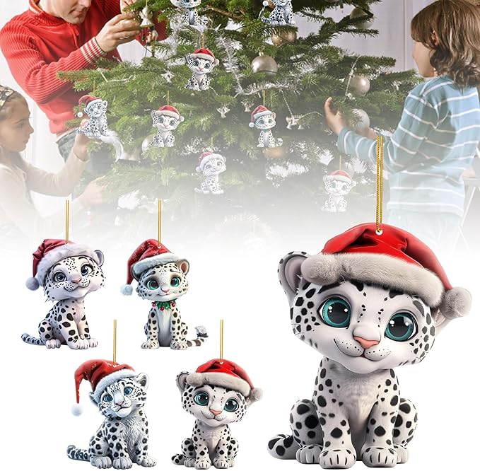 2024 New Snow Leopard Christmas Tree Decorations Pendants
