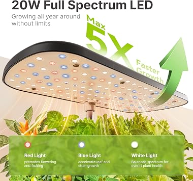 SUNCOZE Hydroponics Growing System, 12 Pods, 12.4 in Adjustable Height | Indoor herb Garden with 20W LED Grow Light, Visible Water Tank with Pump, Indoor Gardening System, Gardening Gifts, Black