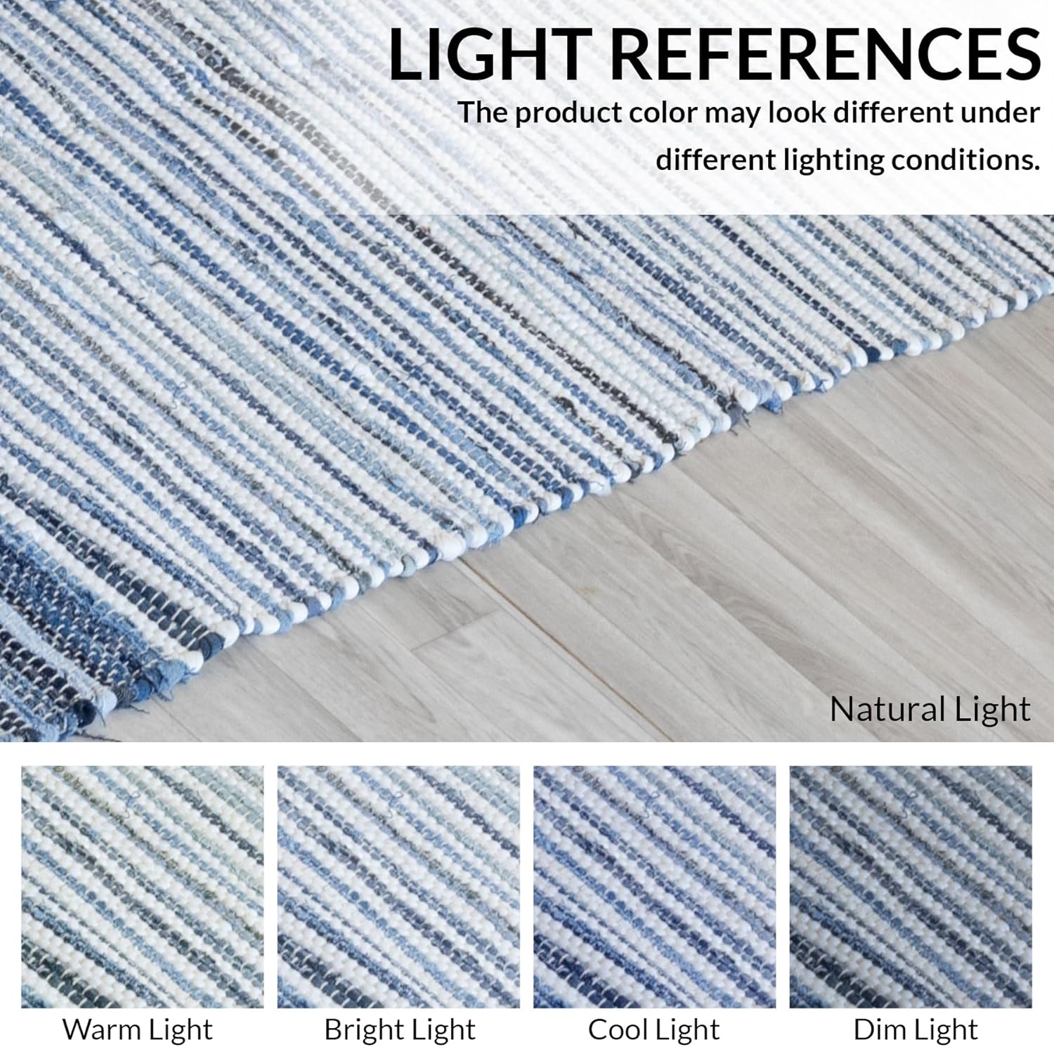 HOMEMONDE Denim Rag Runner Rug 2' x 6' Recycled Soft Cotton Chindi Rugs Hand Crafted Reversible Boho Home Decor for Kitchen, Entyrway, Bedroom, Living Room - Blue - Image 4