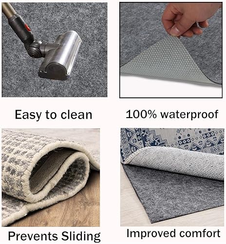 Miniatura 3 de Almohadilla de alfombra 100% impermeable, tapete de área extra grande de 6 x 9 pies, antideslizante, para todos los pisos y acabados, almohadilla de